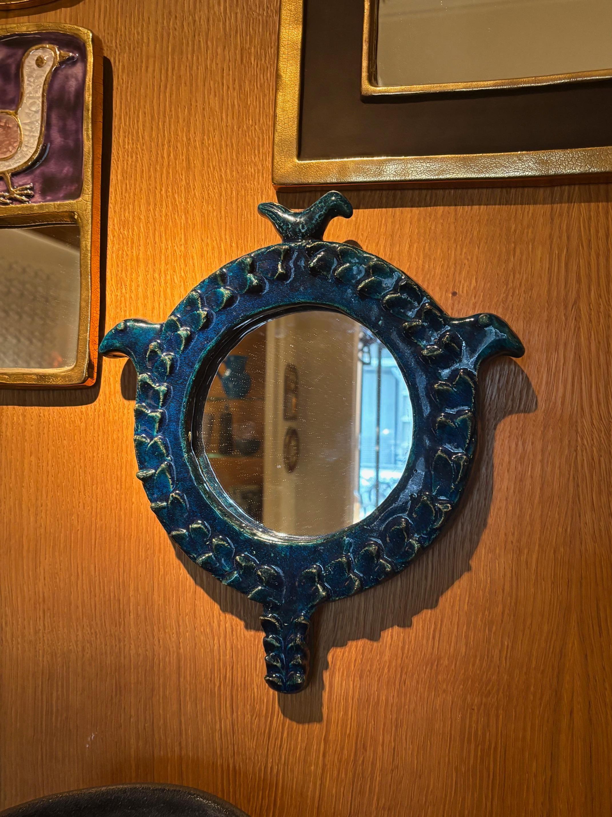 Aldo Londi for Bitossi Ceramic Mirror, France, 1960s en venta 2