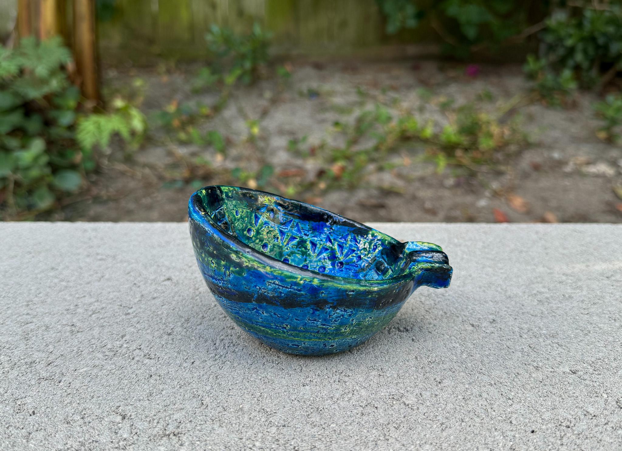 Mid-Century Modern Aldo Londi for Bitossi Ceramic Rimini Blu Bowl / Ashtray, Italy c.1965 For Sale
