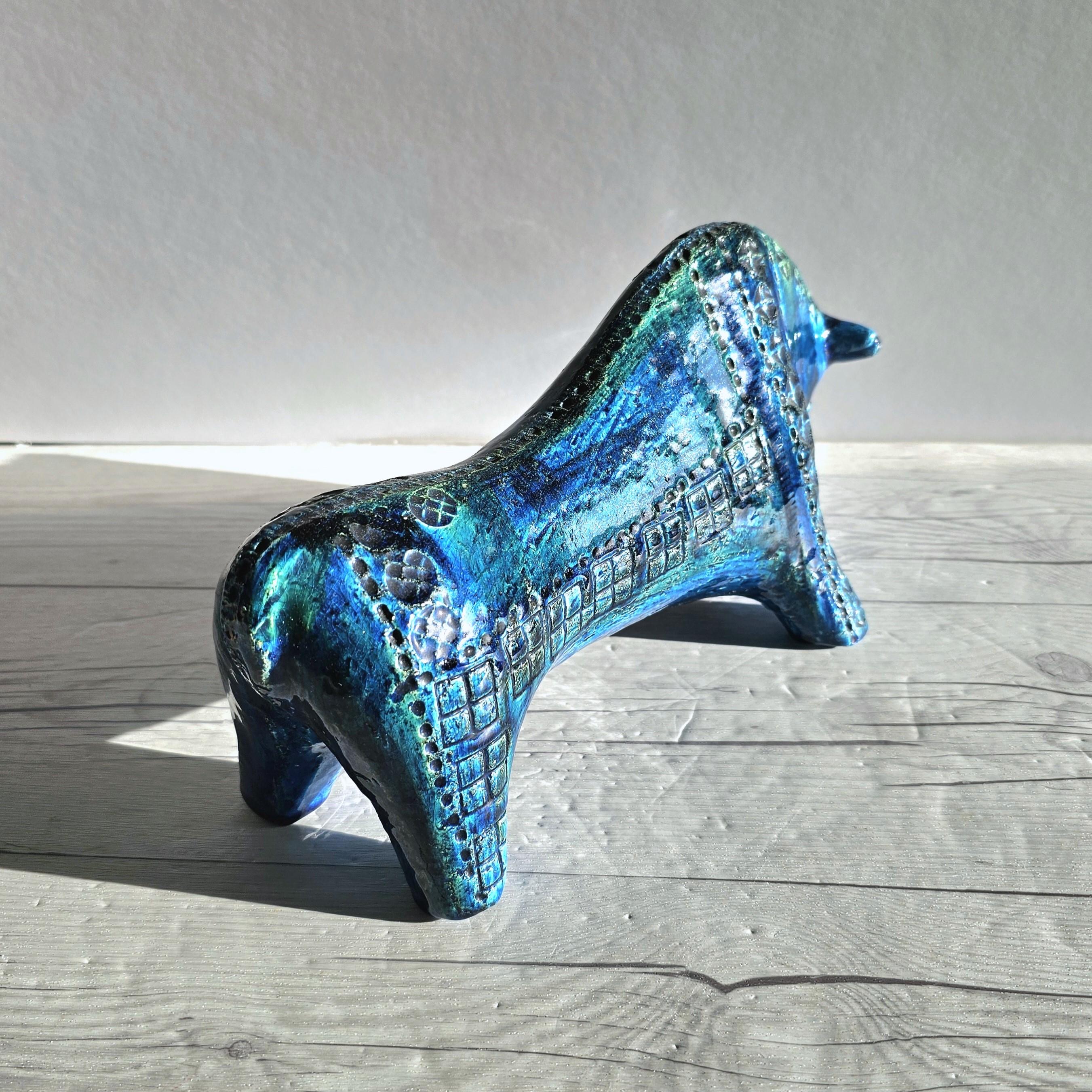 Aldo Londi for Bitossi Ceramiche Rimini Blu Series, Modernist Bull Sculpture For Sale 3