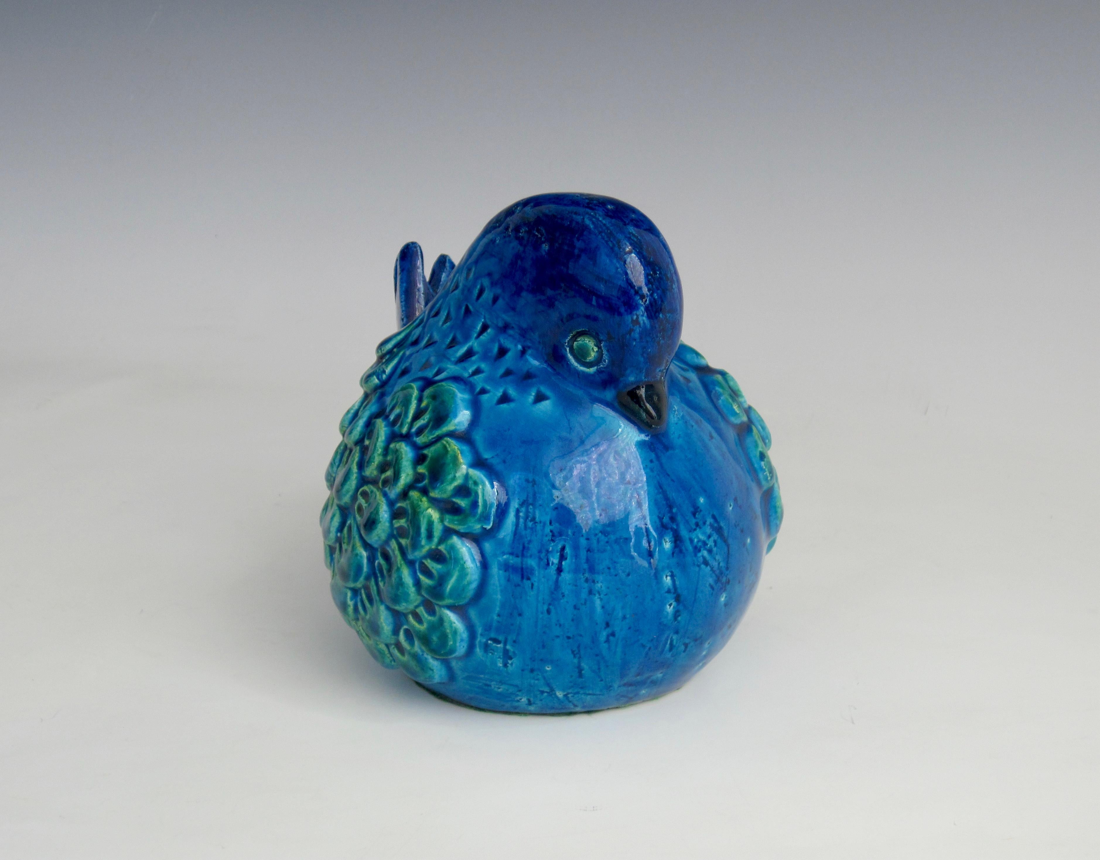 Mid-Century Modern Aldo Londi for Bitossi Ceramiche Rimini Blue Bird Sculpture