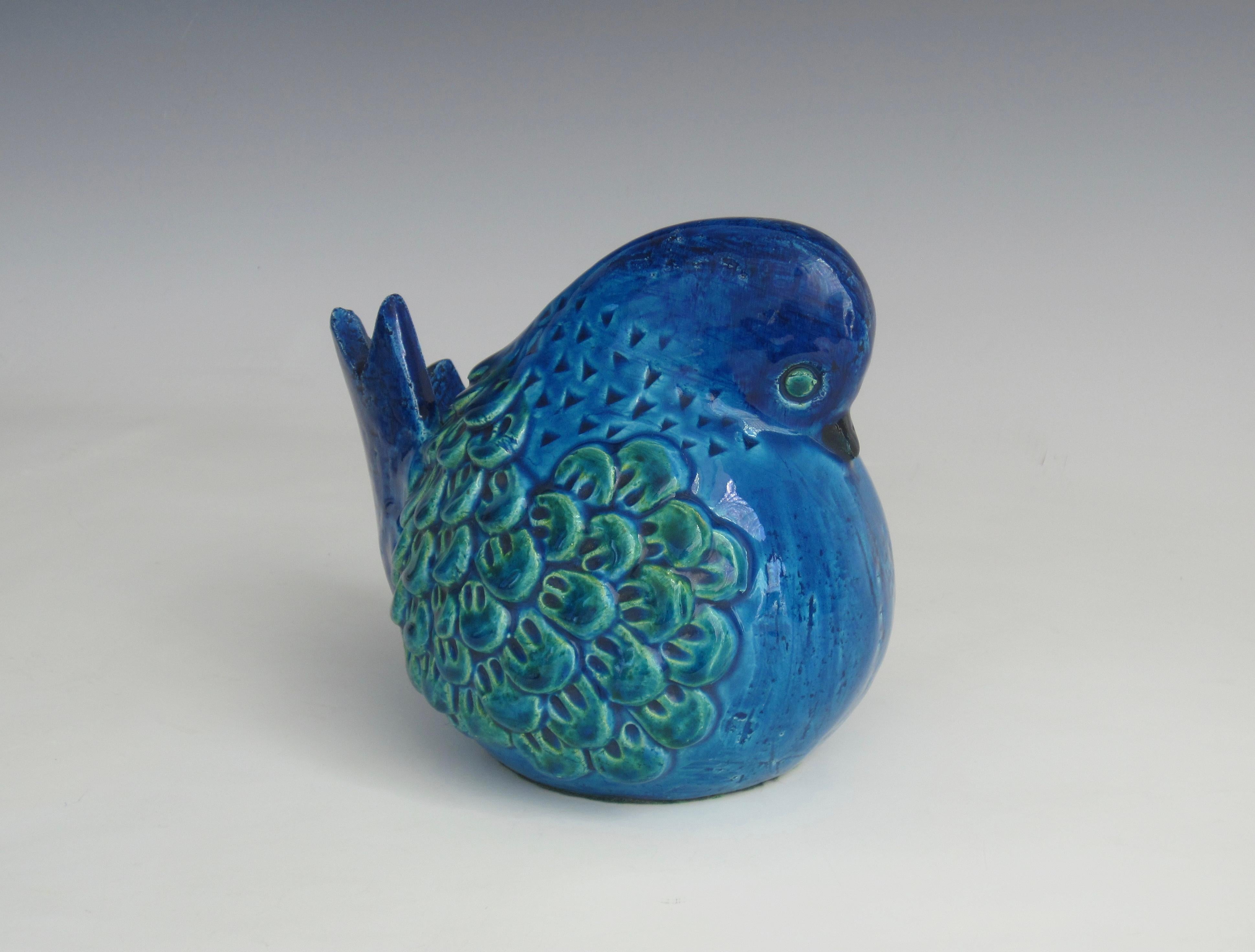 Italian Aldo Londi for Bitossi Ceramiche Rimini Blue Bird Sculpture