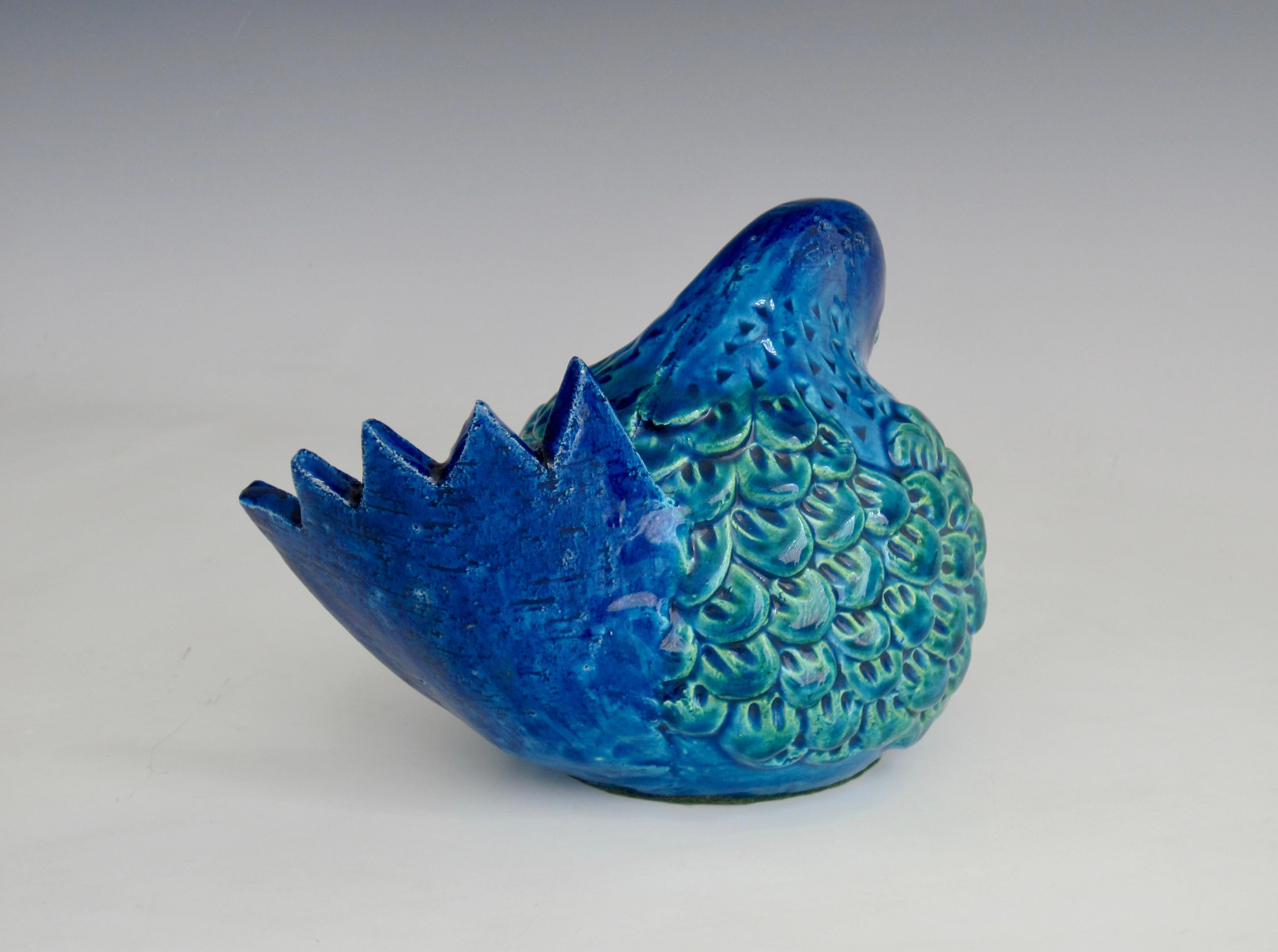 Aldo Londi for Bitossi Ceramiche Rimini Blue Bird Sculpture In Good Condition In Ferndale, MI