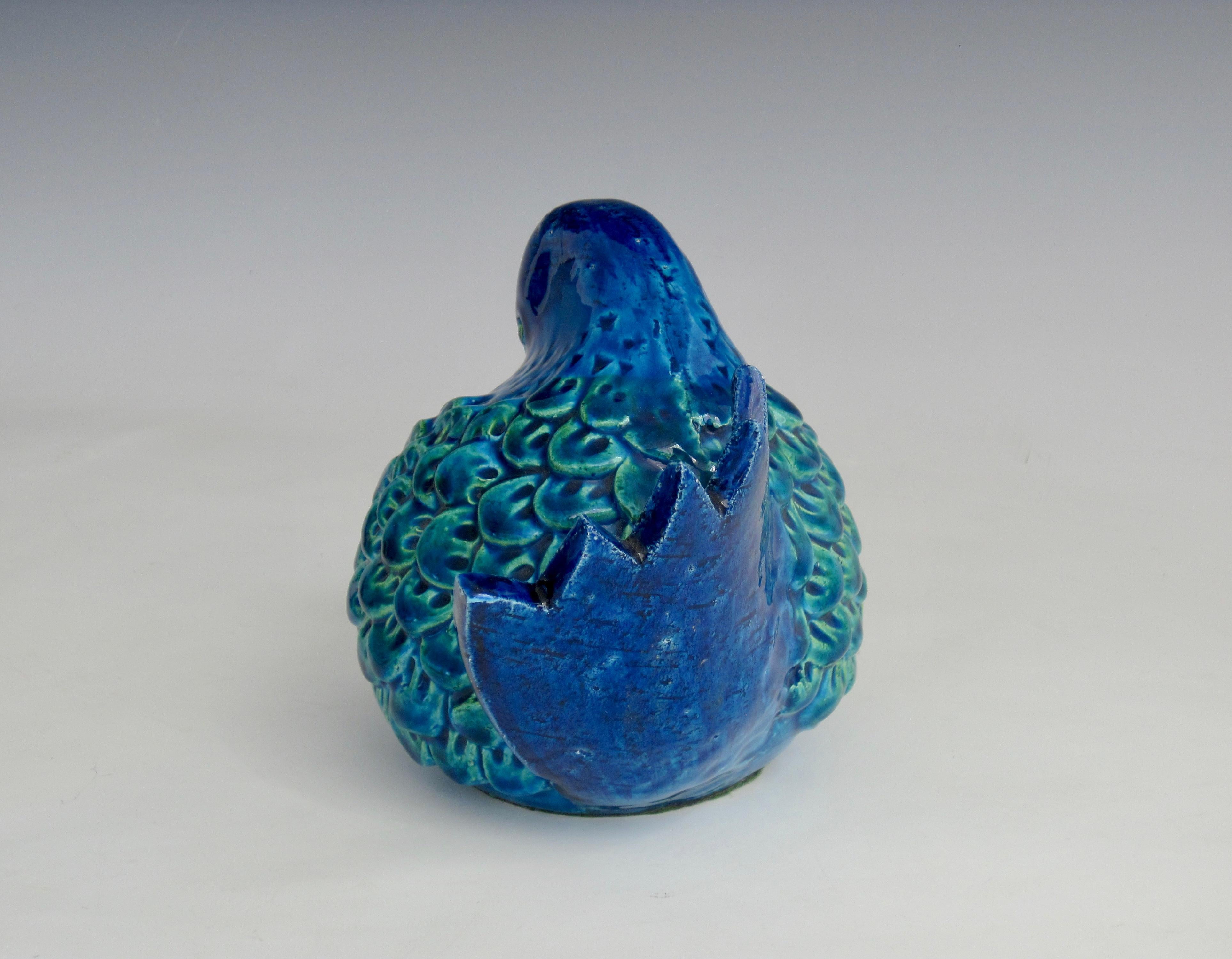 20th Century Aldo Londi for Bitossi Ceramiche Rimini Blue Bird Sculpture
