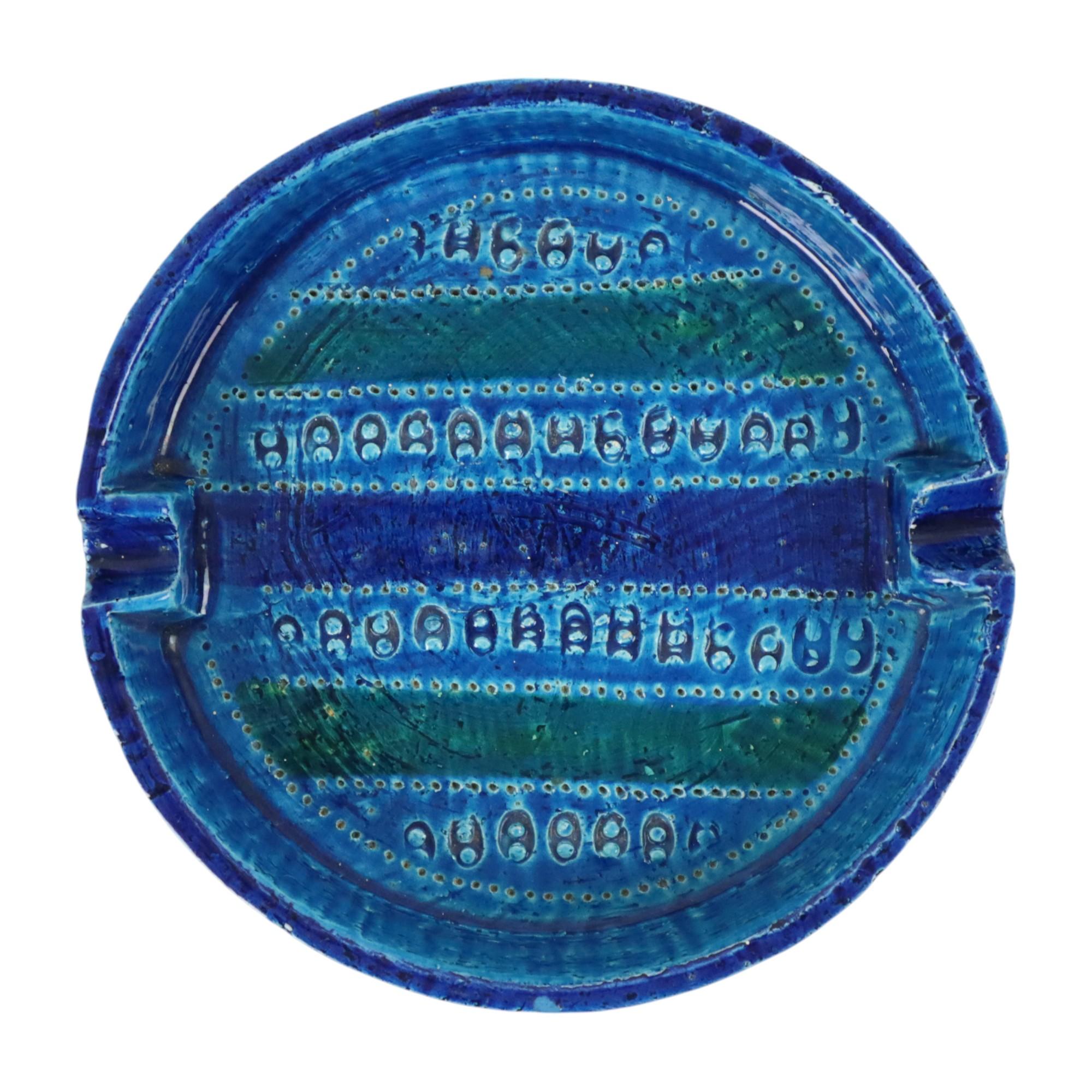 italien Aldo Londi for Bitossi Ceramics Cendrier Vide Poche Rimini Blue en vente