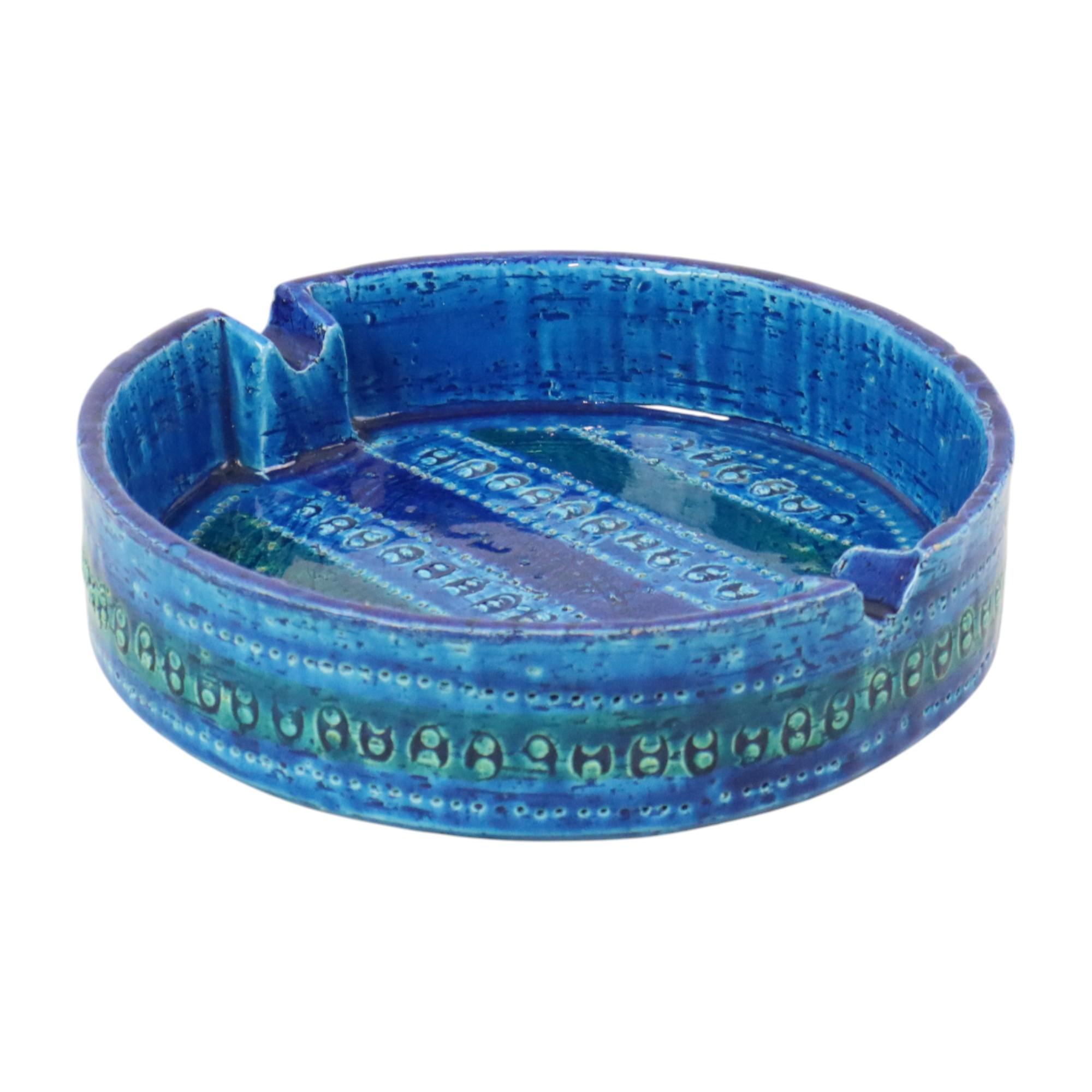 Vernissé Aldo Londi for Bitossi Ceramics Cendrier Vide Poche Rimini Blue en vente