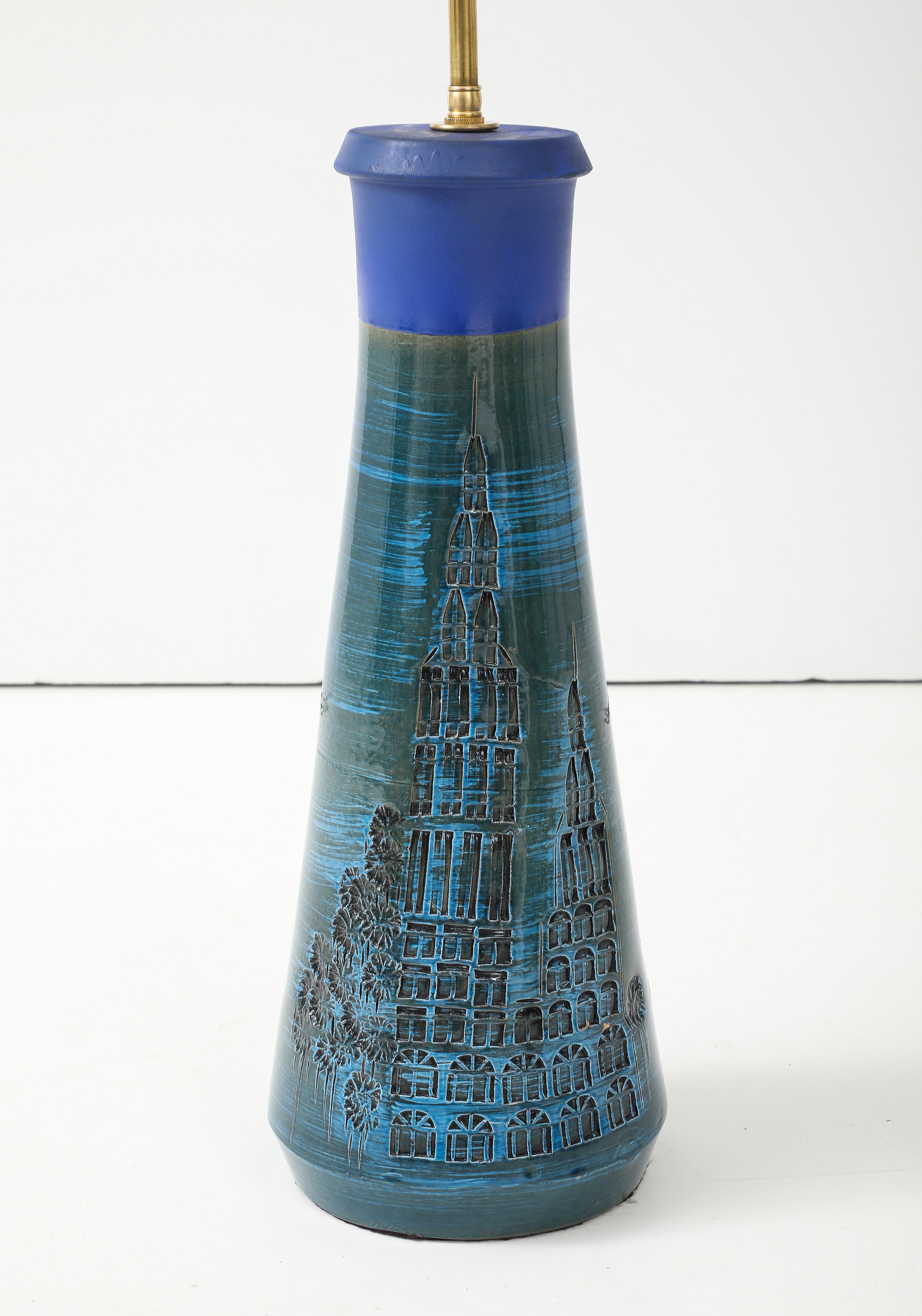 Mid-Century Modern Aldo Londi For Bitossi Cityscape Table Lamp For Sale