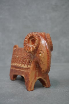 Aldo Londi for Bitossi "Etruscan" Style Ceramic Ram Sculpture, Italy, 1960s