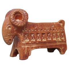 Aldo Londi for Bitossi "Etruscan" Style Ceramic Ram Sculpture, Italy, 1960s