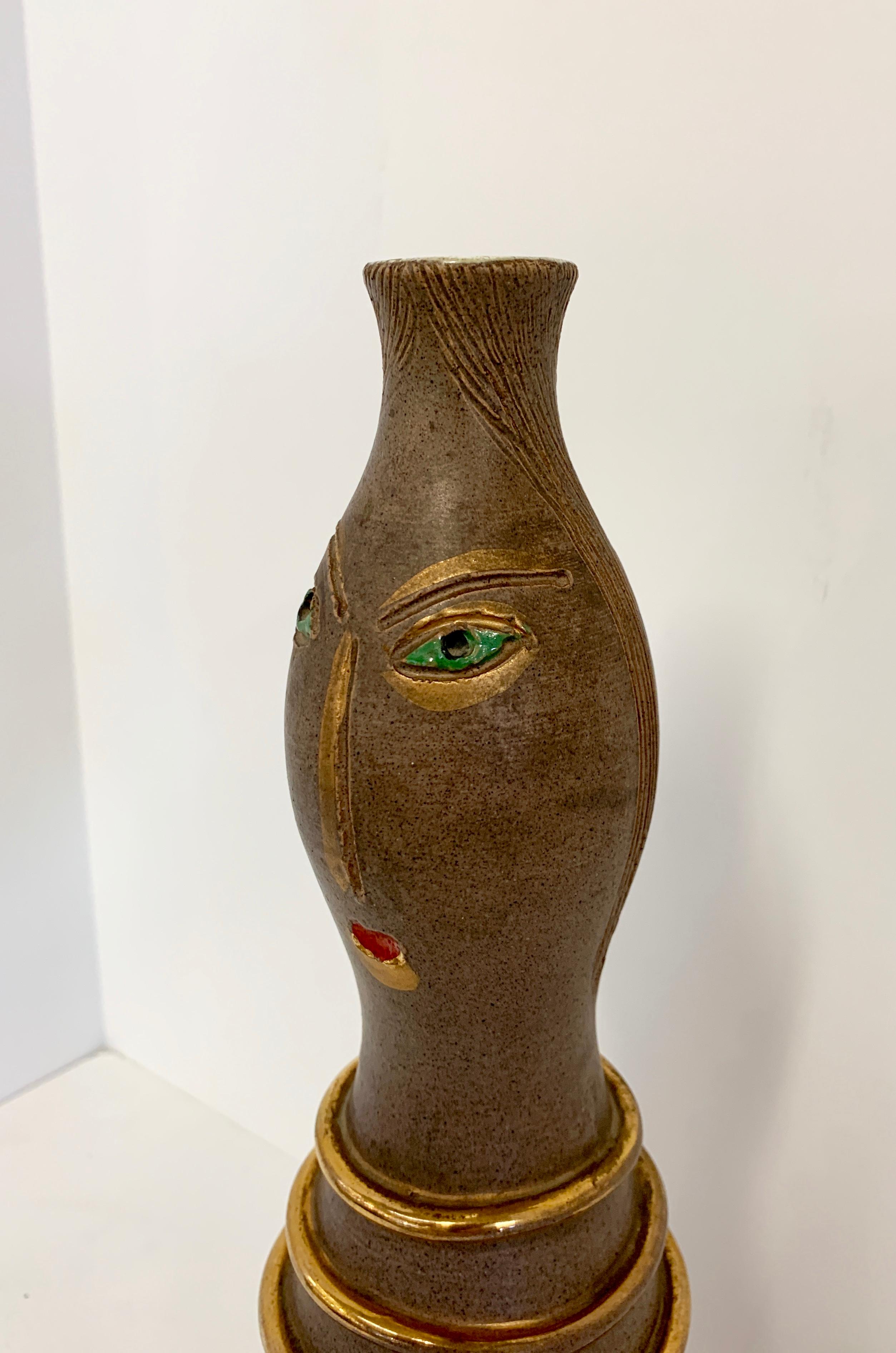 Mid-Century Modern Aldo Londi for Bitossi Face Vase