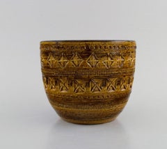 Aldo Londi for Bitossi, Flowerpot in Mustard Yellow Glazed Ceramics