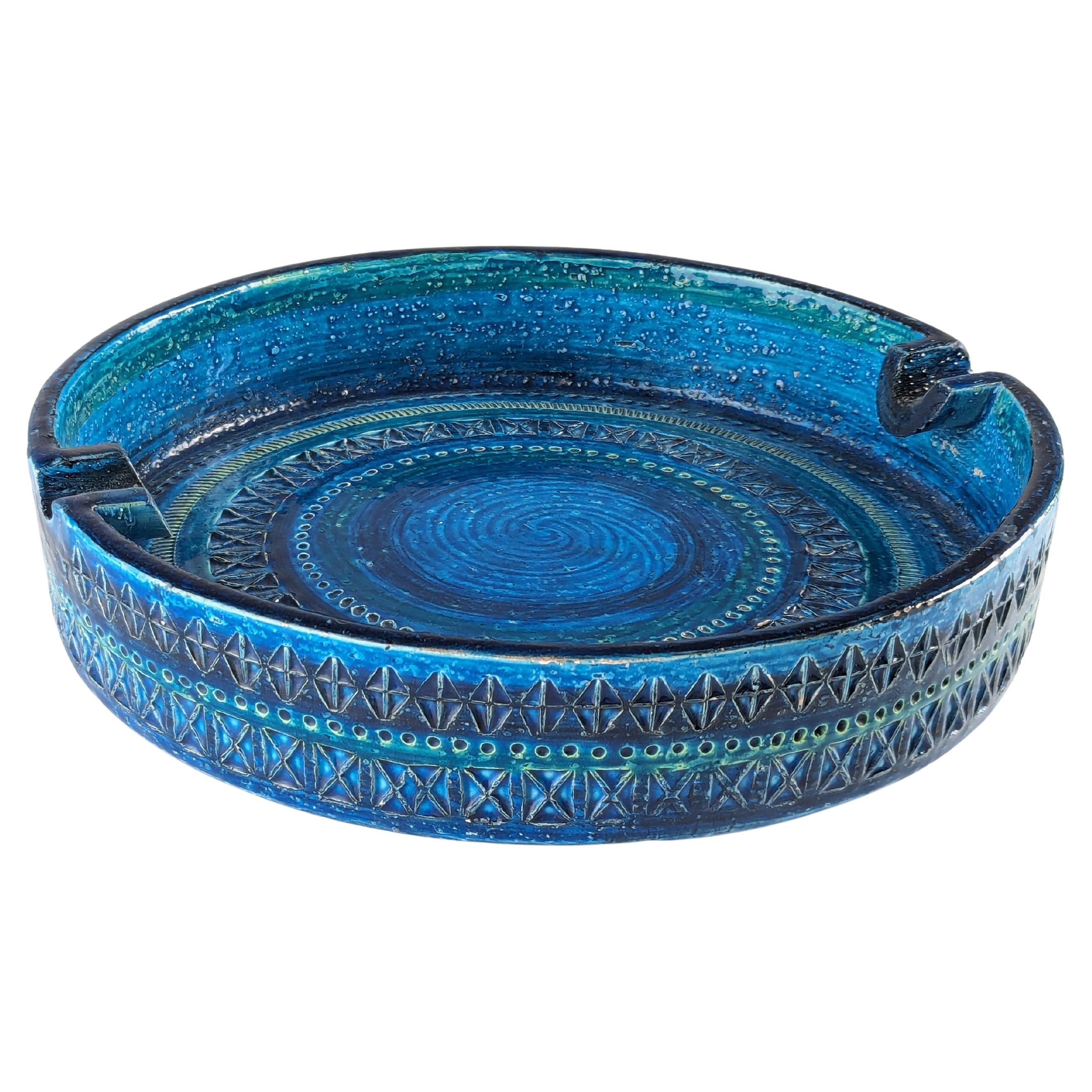 Aldo Londi for Bitossi Giant Blue Ceramic Ashtray, Italy, 20th Century