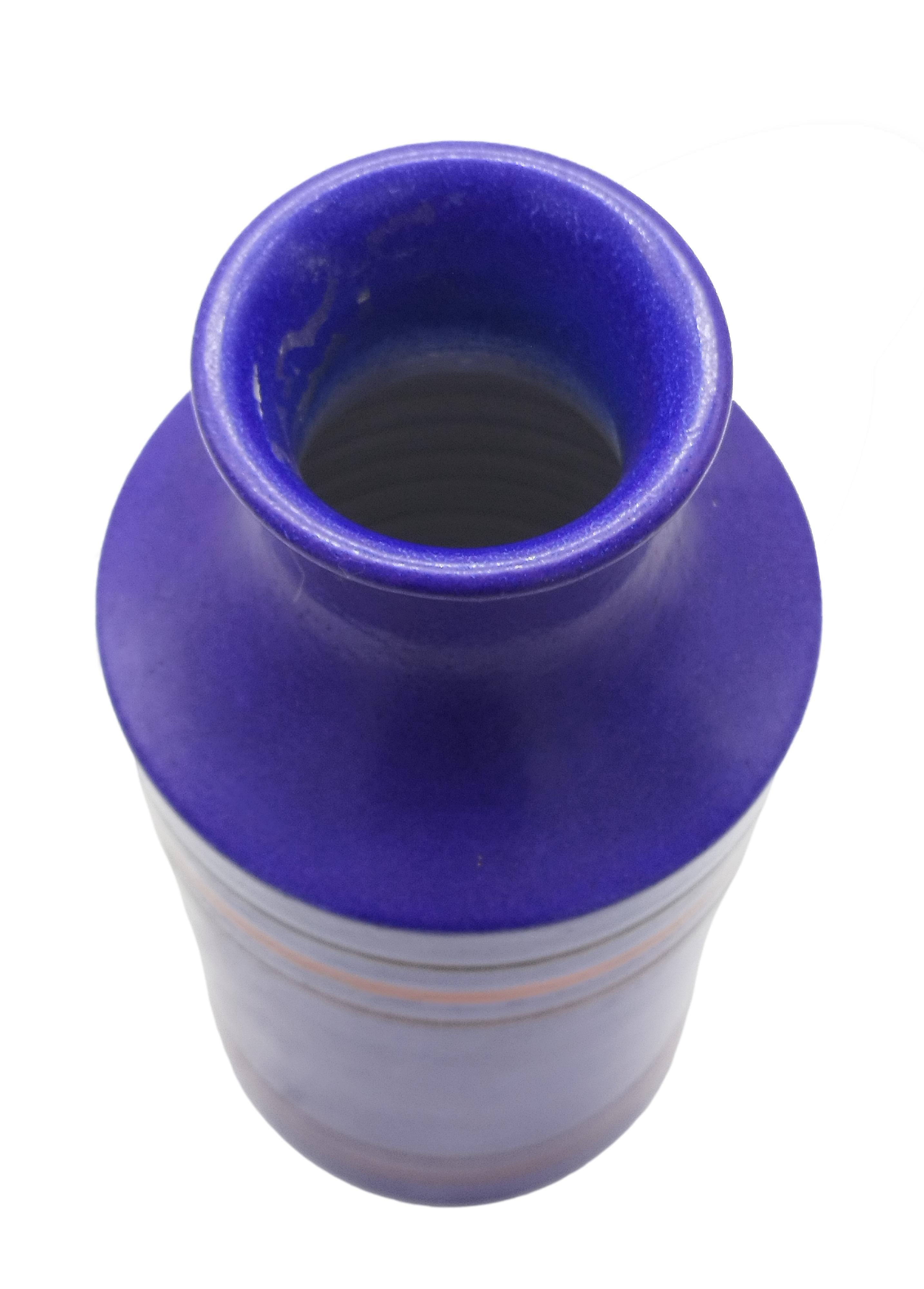 Mid-Century Modern Aldo Londi for Bitossi Glazed Purple Ceramic Vase, Italy 1960s For Sale