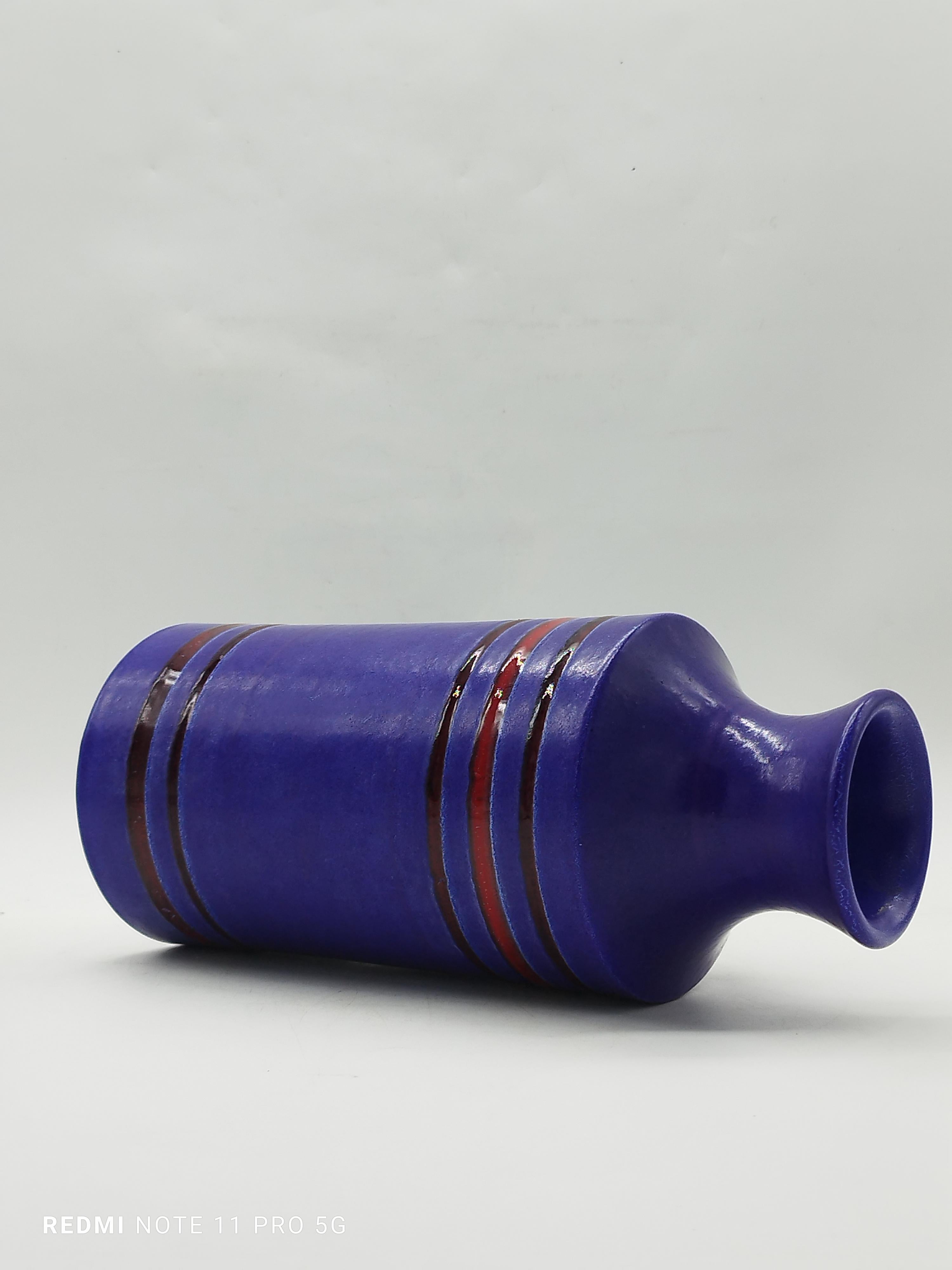 Italian Aldo Londi for Bitossi Glazed Purple Ceramic Vase, Italy 1960s For Sale
