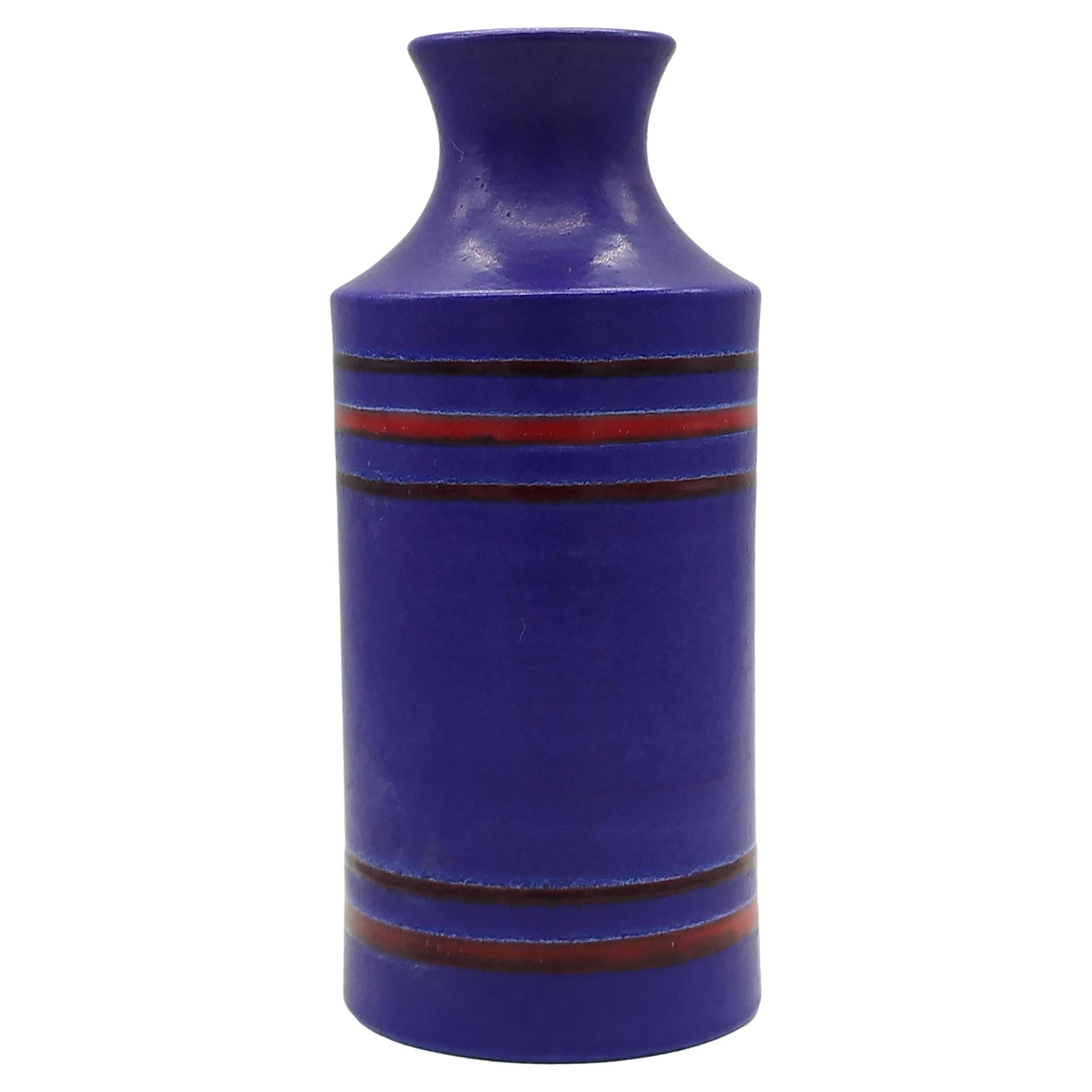 Aldo Londi for Bitossi Glazed Purple Ceramic Vase, Italy 1960s