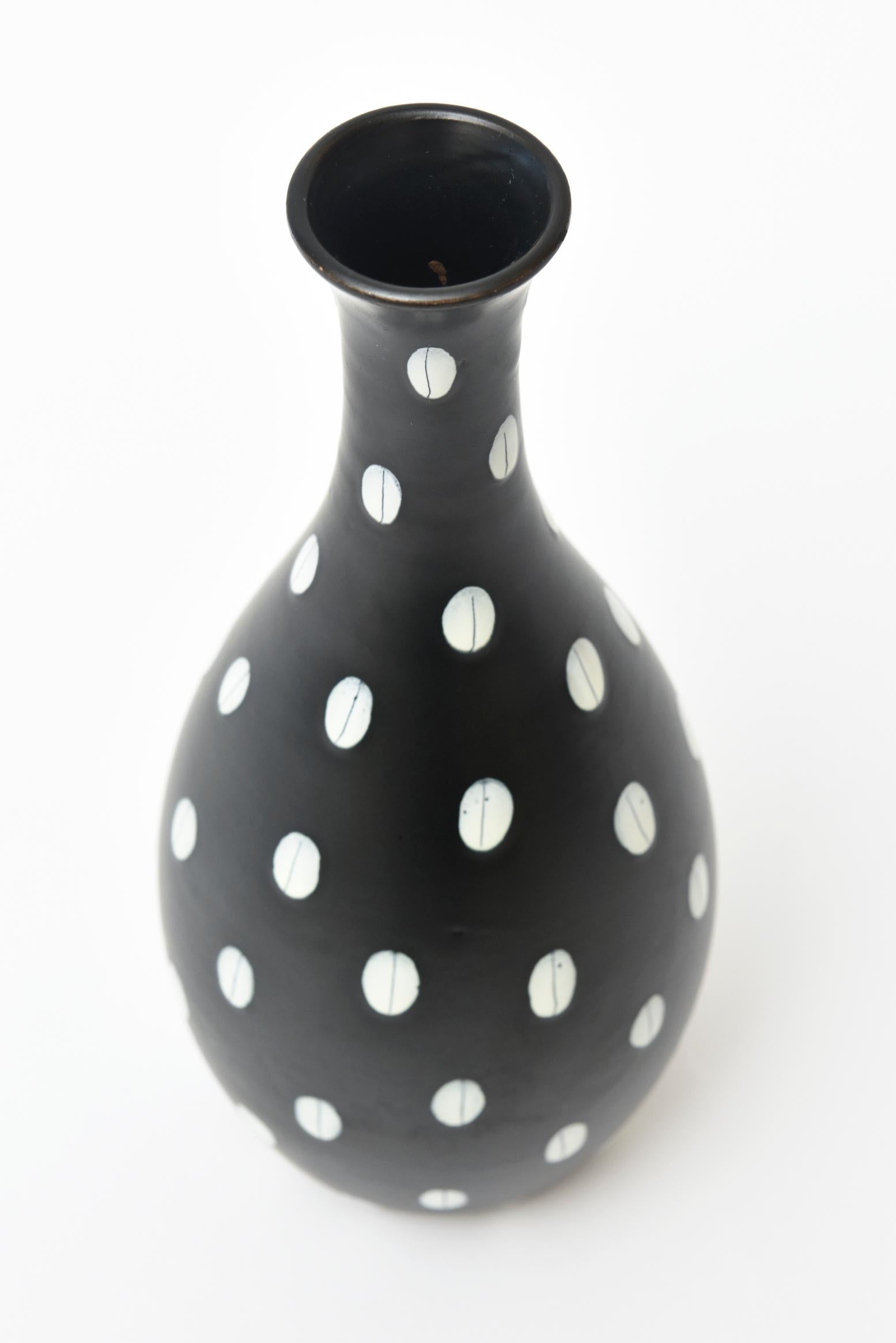 Mid-Century Modern Aldo Londi for Bitossi Italian Black and White Ceramic Vase Vintage
