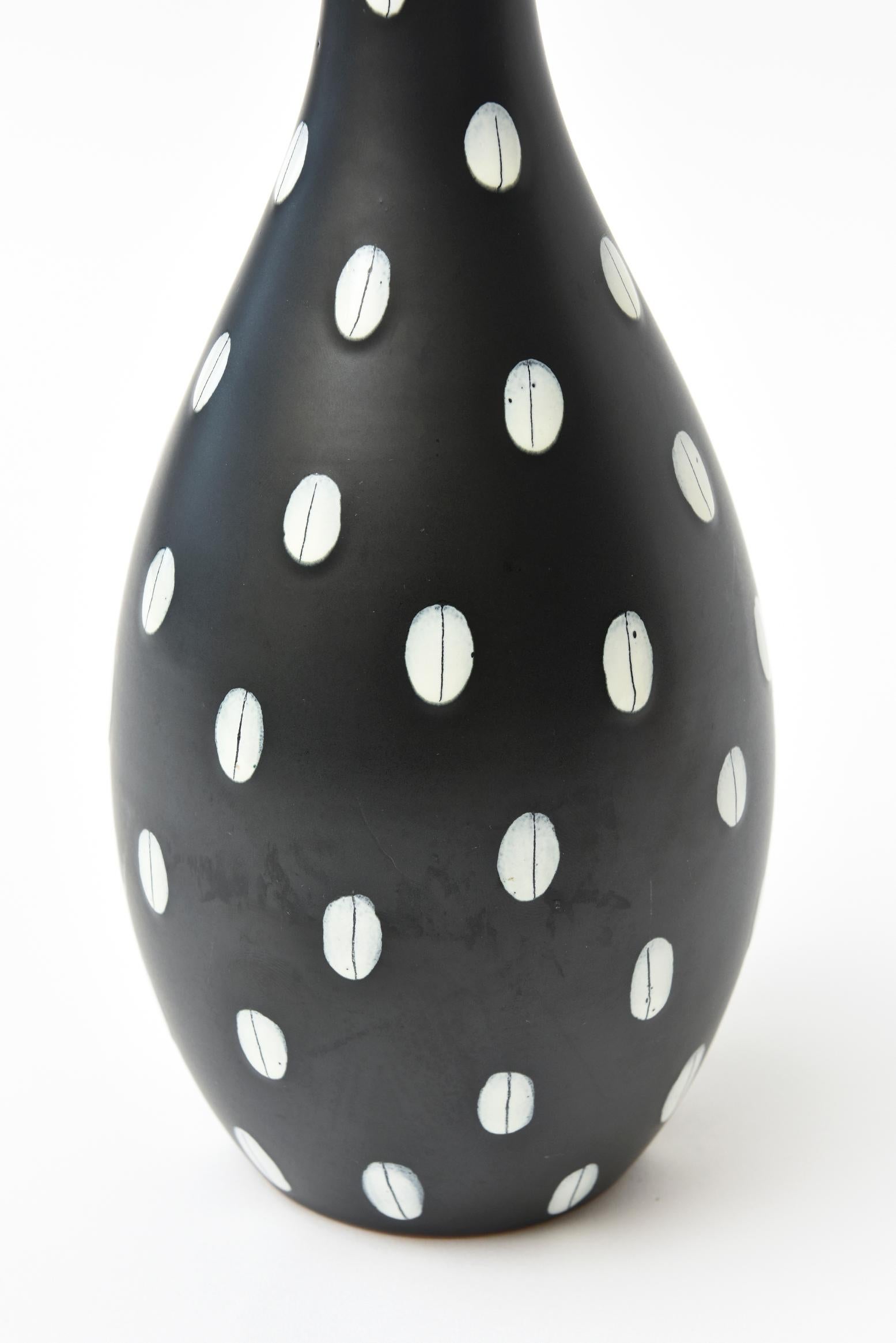 Mid-20th Century Aldo Londi for Bitossi Italian Black and White Ceramic Vase Vintage
