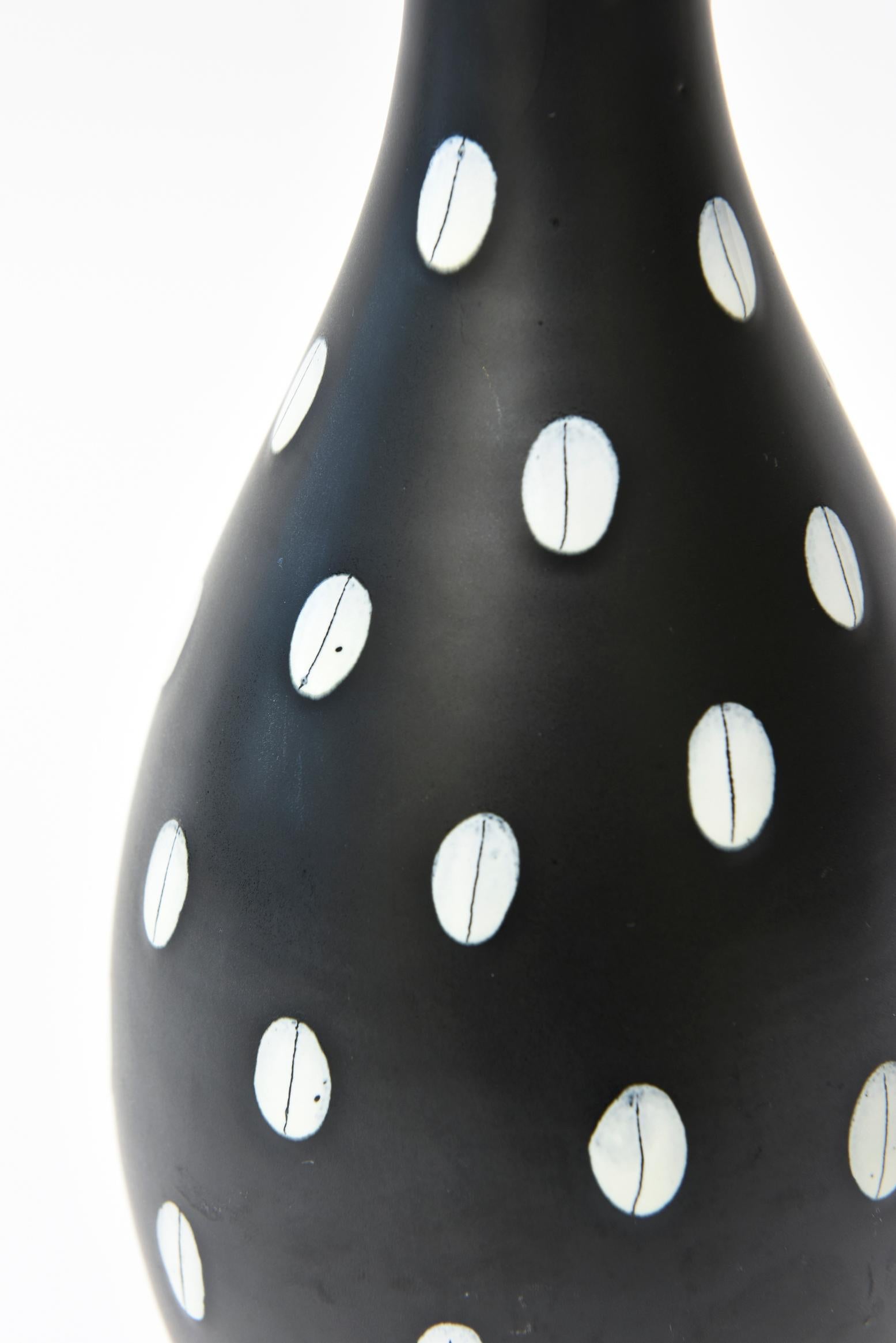 Aldo Londi for Bitossi Italian Black and White Ceramic Vase Vintage 1