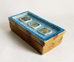 Aldo Londi for Bitossi Italian Mid-Century Ceramic Box -- Fused Glass Fish Motif