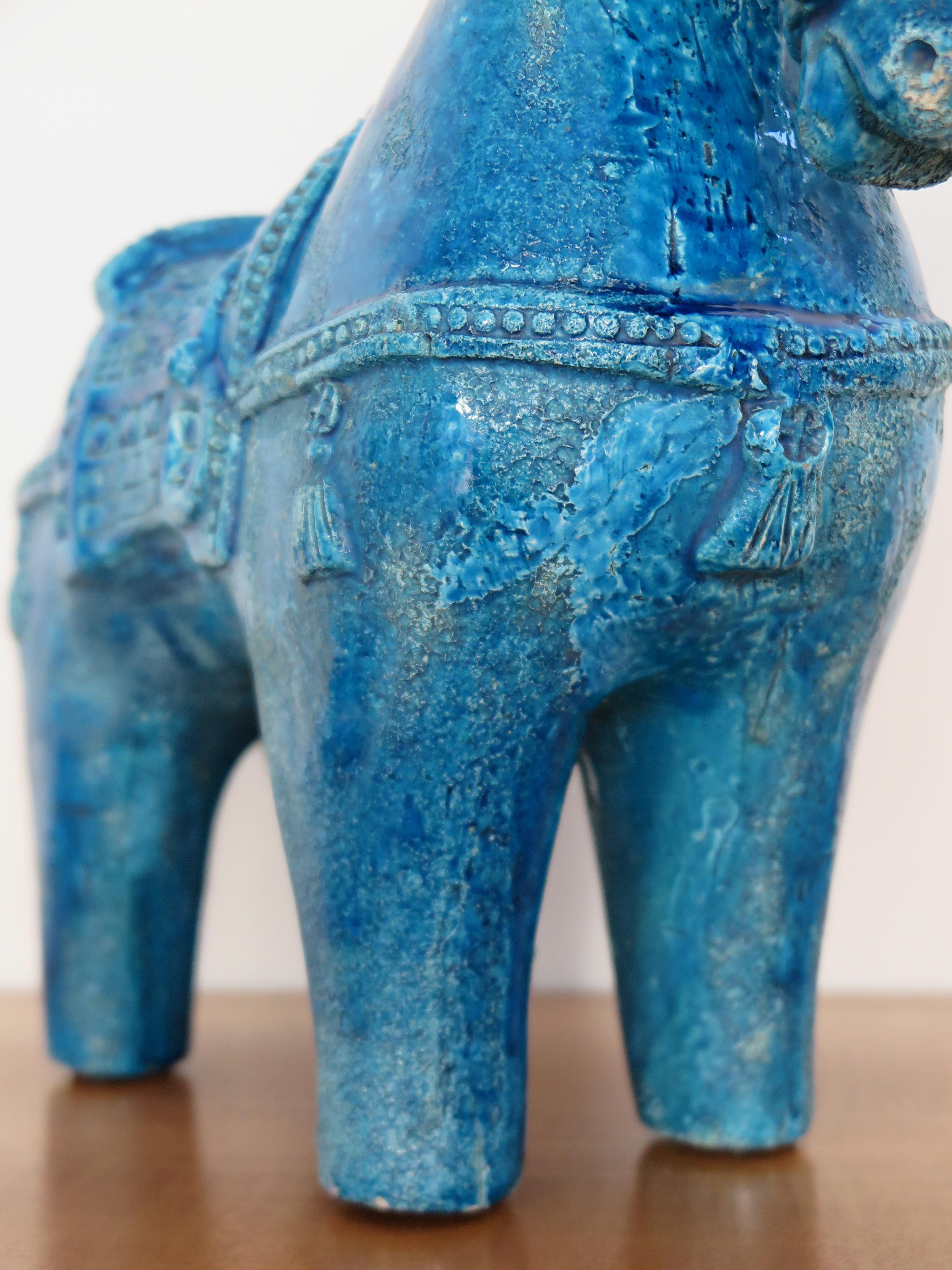 Aldo Londi für Bitossi Italienische Mitte des Jahrhunderts Blau Skulptur Keramik Pferd 1960s (Italian) im Angebot
