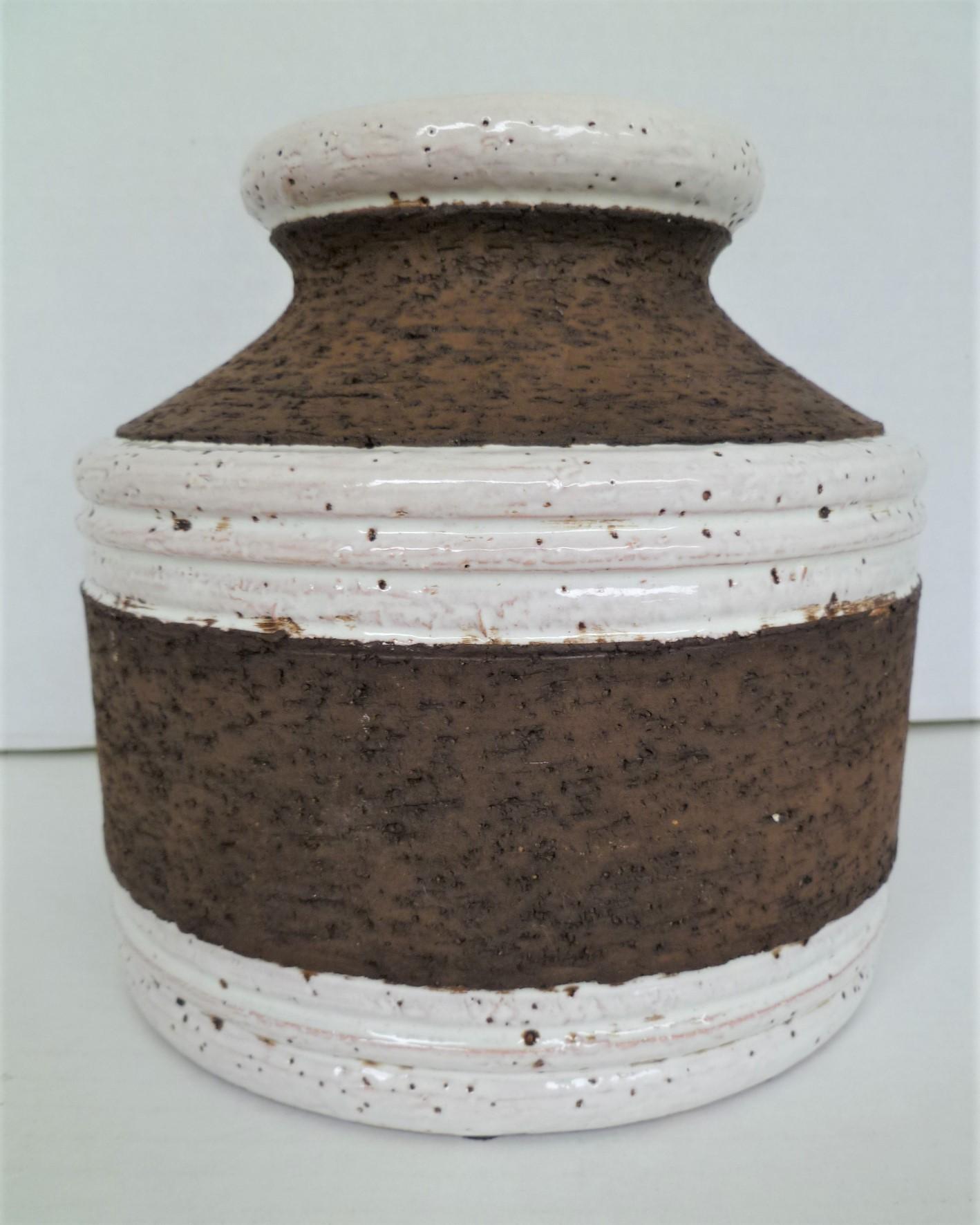 Aldo Londi for Bitossi Italian Organic Modern Pottery Cork Vase for Raymor 1960s In Good Condition In Miami, FL