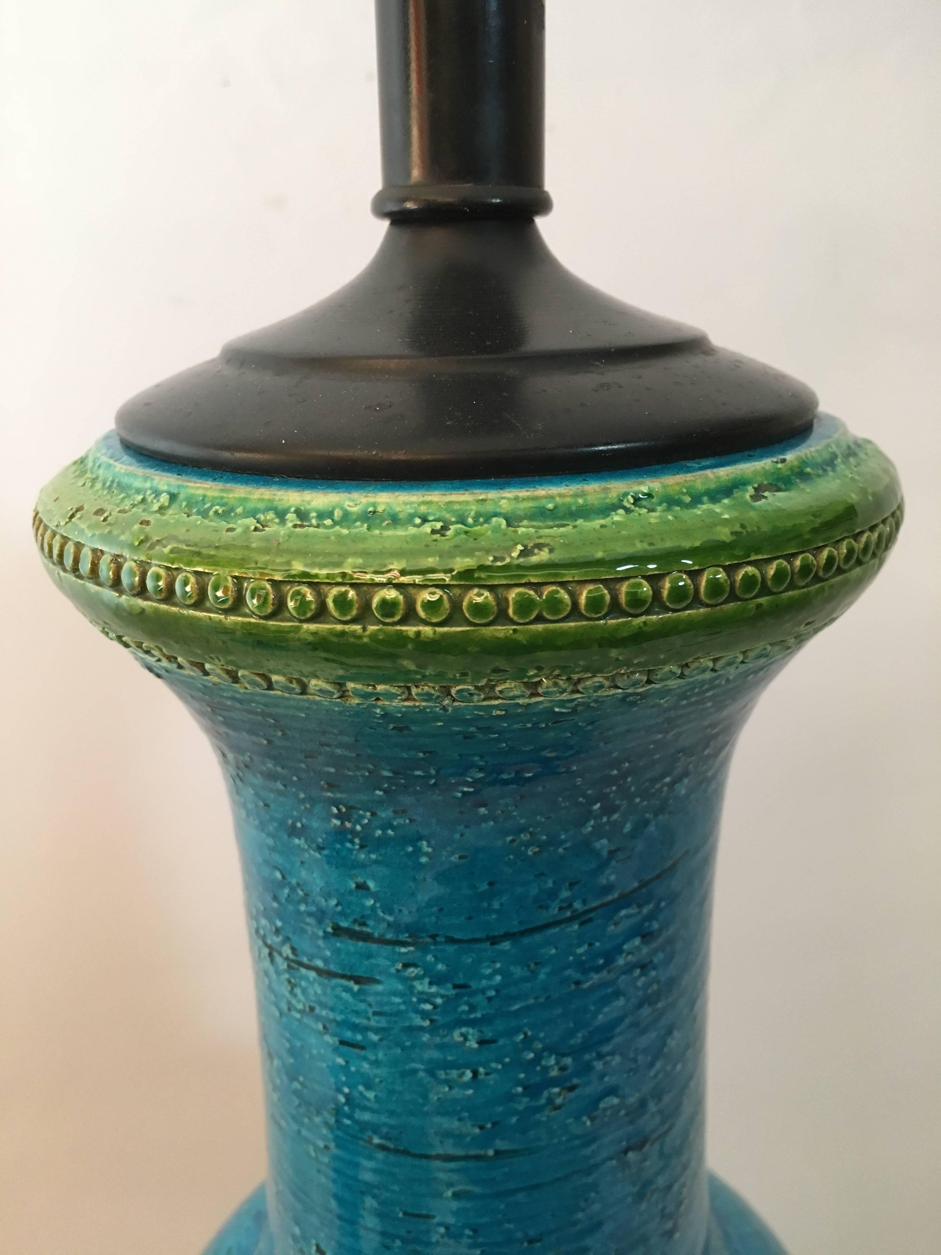 Mid-Century Modern Aldo Londi for Bitossi Italian Pottery Lamp