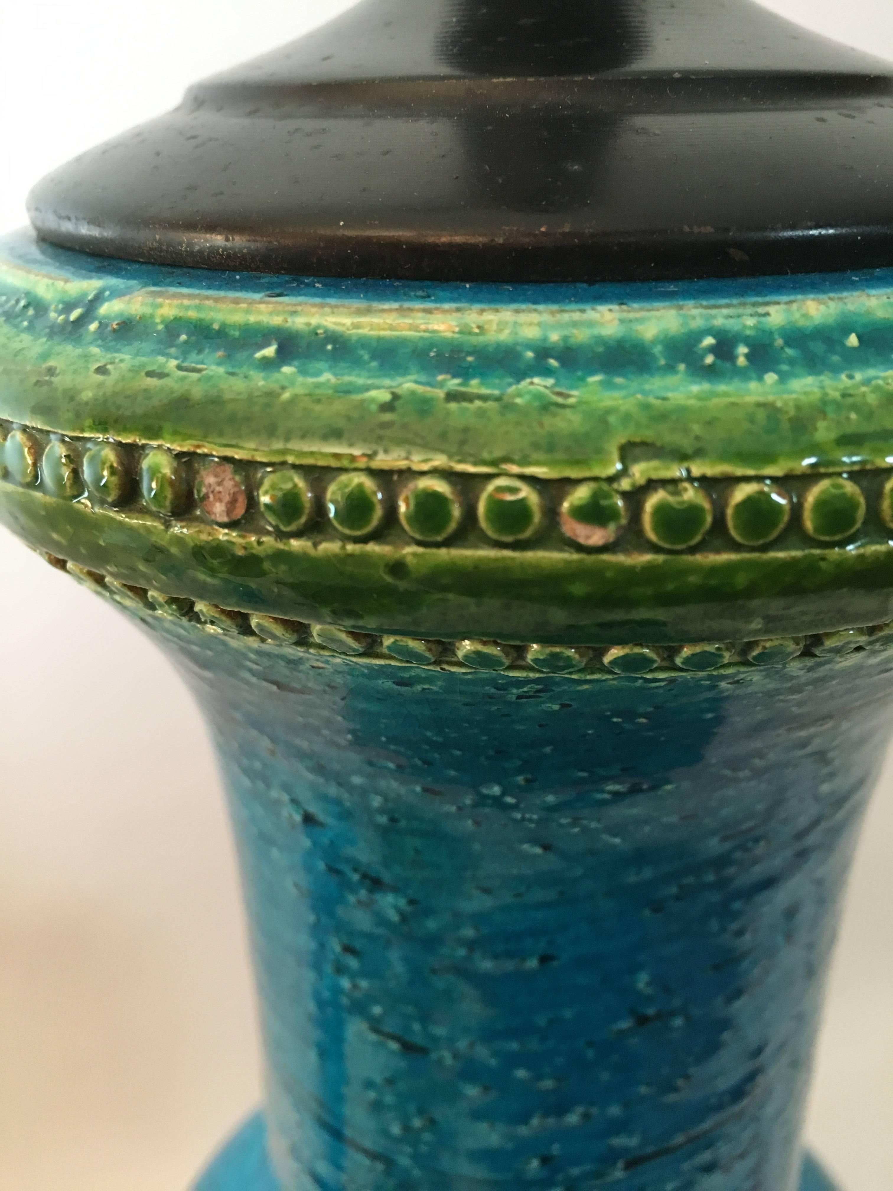 Metal Aldo Londi for Bitossi Italian Pottery Lamp