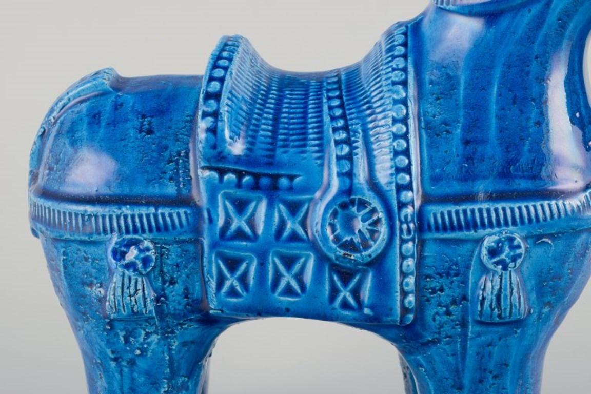 Mid-20th Century Aldo Londi for Bitossi, Italy. Ceramic figurine of a horse in azure blue glaze.