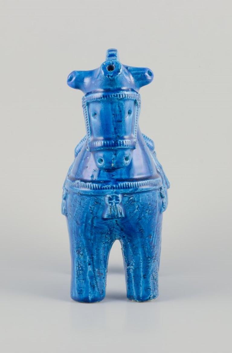Aldo Londi for Bitossi, Italy. Ceramic figurine of a horse in azure blue glaze. 2