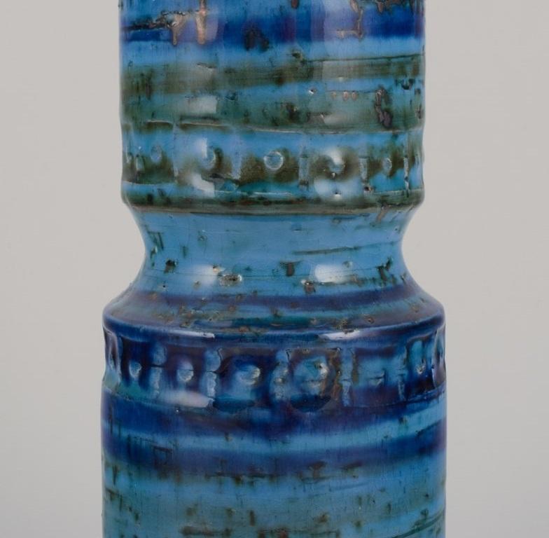 Italian Aldo Londi for Bitossi, Italy. Ceramic vase with green and blue glaze. For Sale