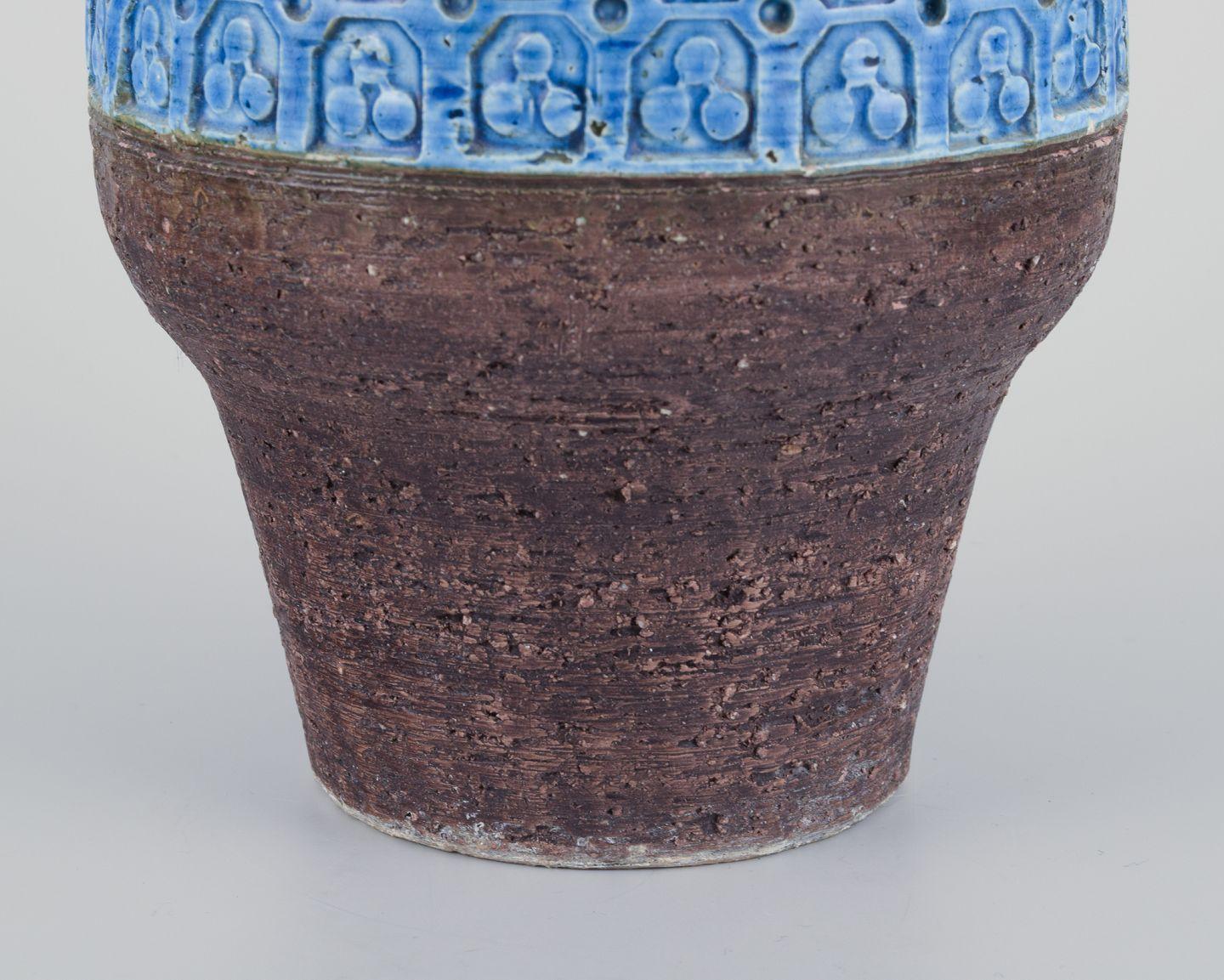 Mid-Century Modern Aldo Londi pour Bitossi, Italie. Grand vase en céramique émaillée bleu Rimini. en vente