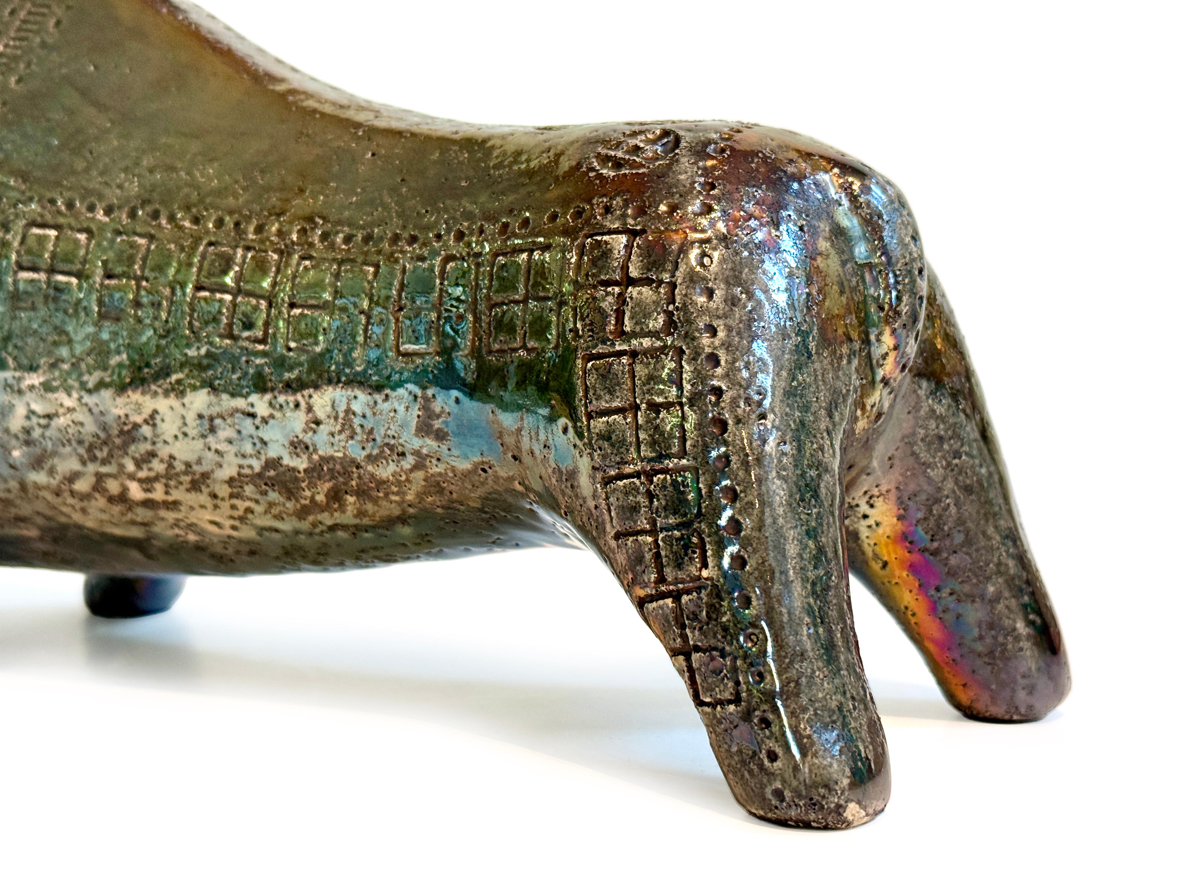 Mid-Century Modern Aldo Londi for Bitossi (Italy) Metallic, Iridescent 'Rimini' 15