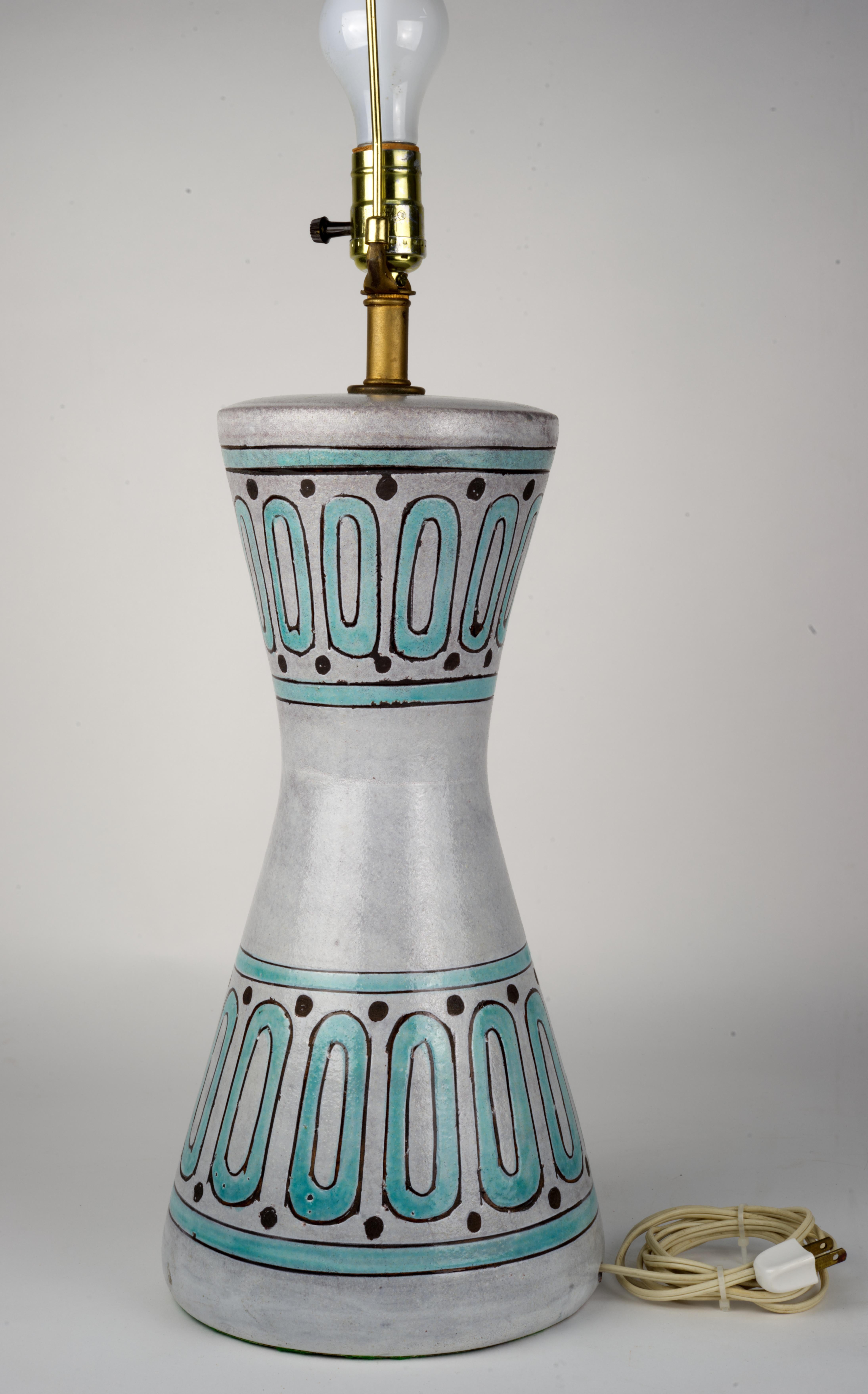 Italian Aldo Londi for Bitossi Italy Mid Century Modern Ceramic Table Lamp For Sale