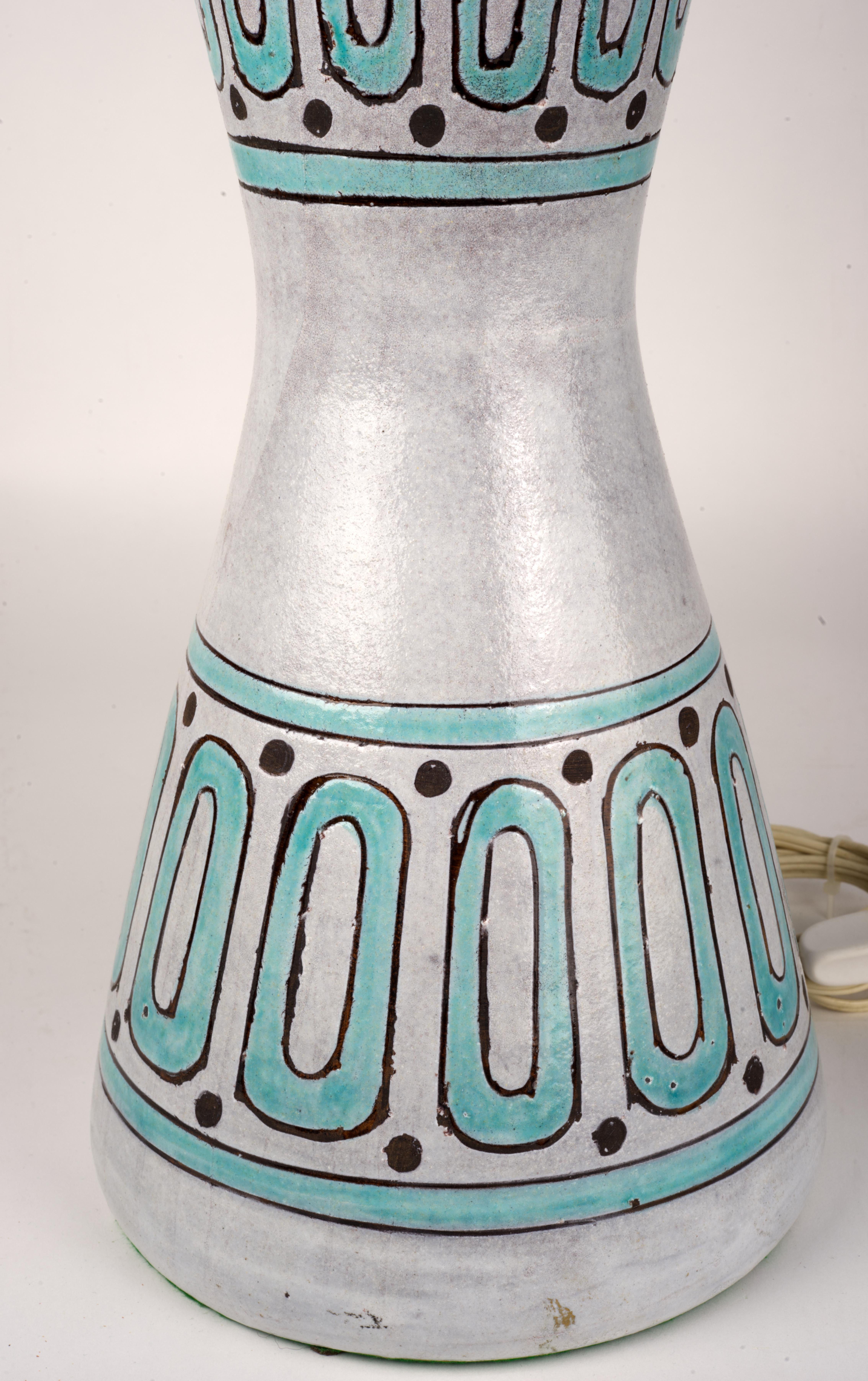 Glazed Aldo Londi for Bitossi Italy Mid Century Modern Ceramic Table Lamp For Sale