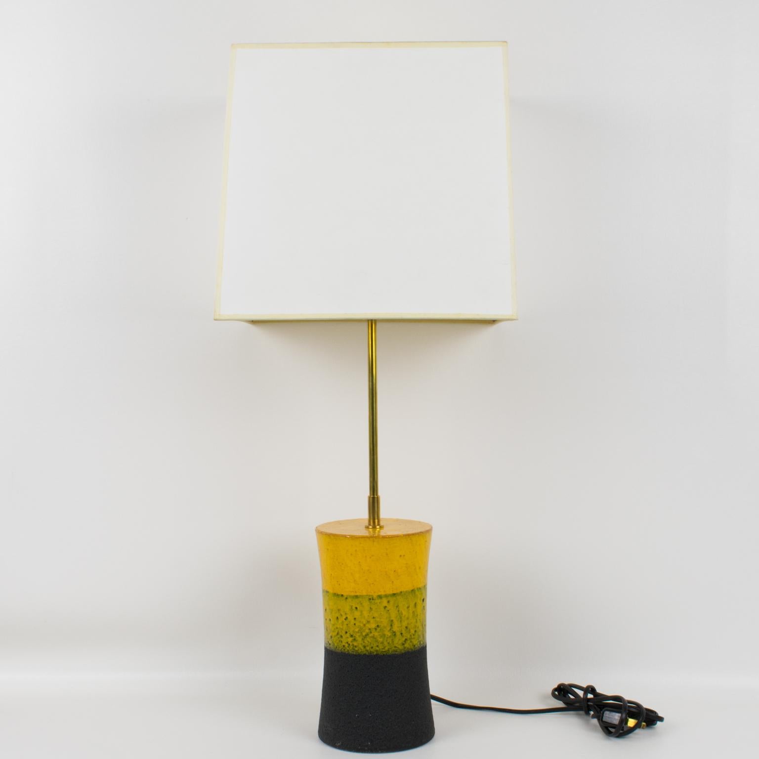 Mid-Century Modern Lampe de bureau en céramique au design Mondrian d'Aldo Londi pour Bitossi, Italie, années 1960 en vente