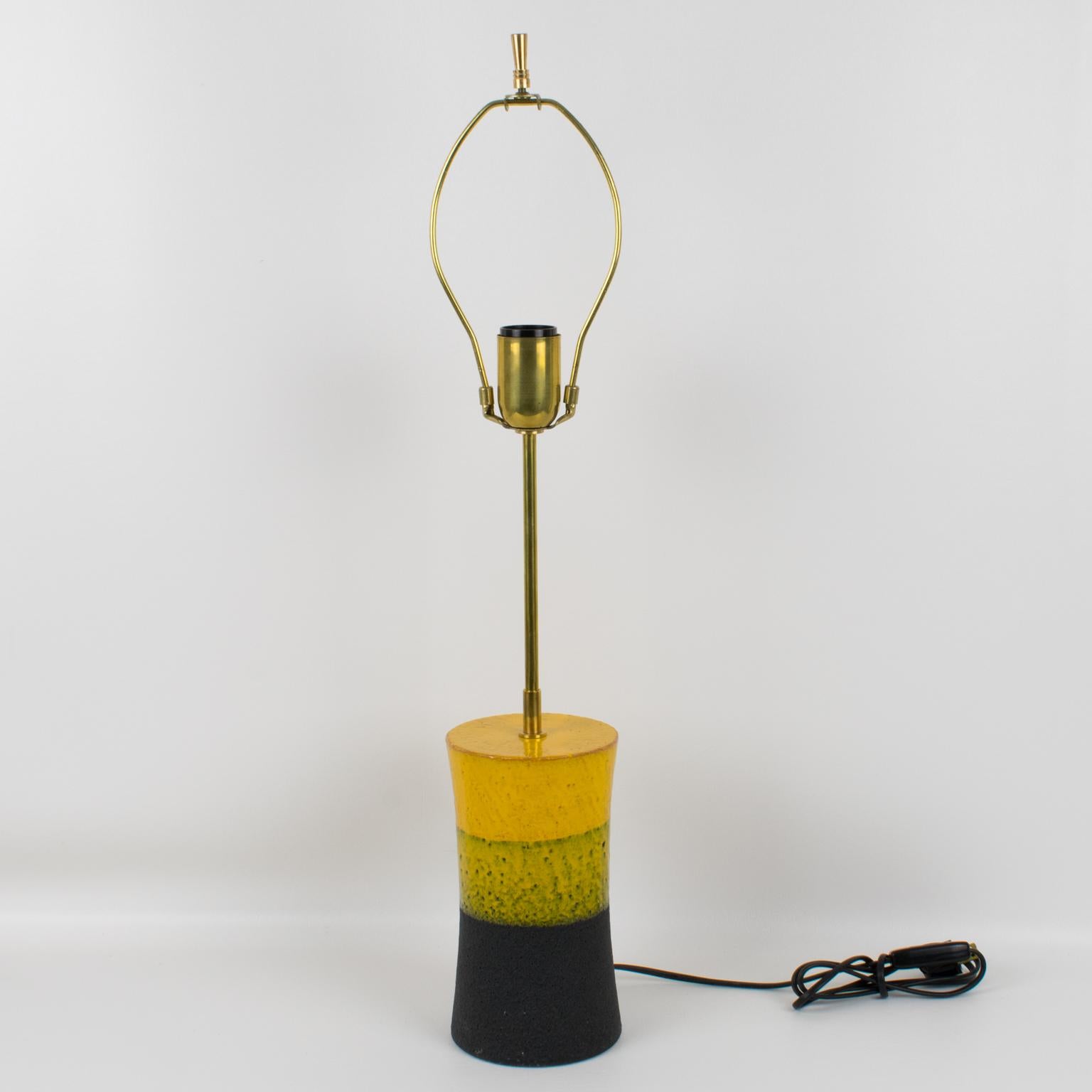 Italian Aldo Londi for Bitossi Italy Mondrian Design Ceramic Table Lamp, 1960s For Sale
