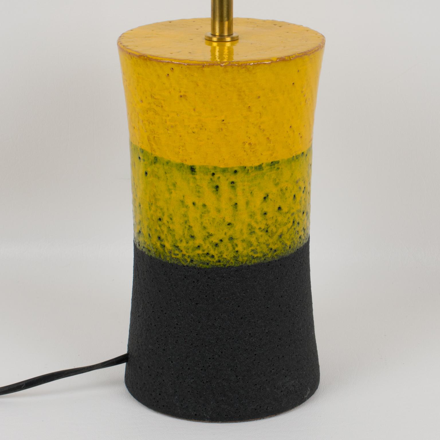 Aldo Londi for Bitossi Italy Mondrian Design Ceramic Table Lamp, 1960s In Excellent Condition For Sale In Atlanta, GA