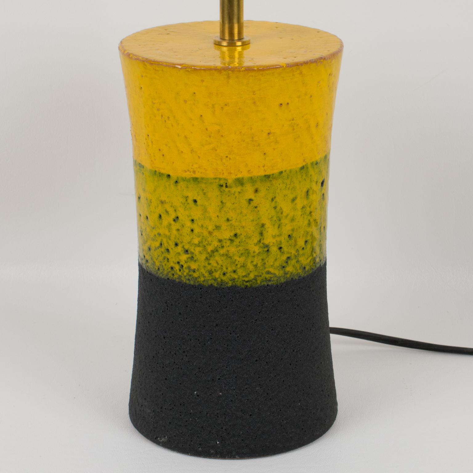 Faience Aldo Londi for Bitossi Italy Mondrian Design Ceramic Table Lamp, 1960s For Sale