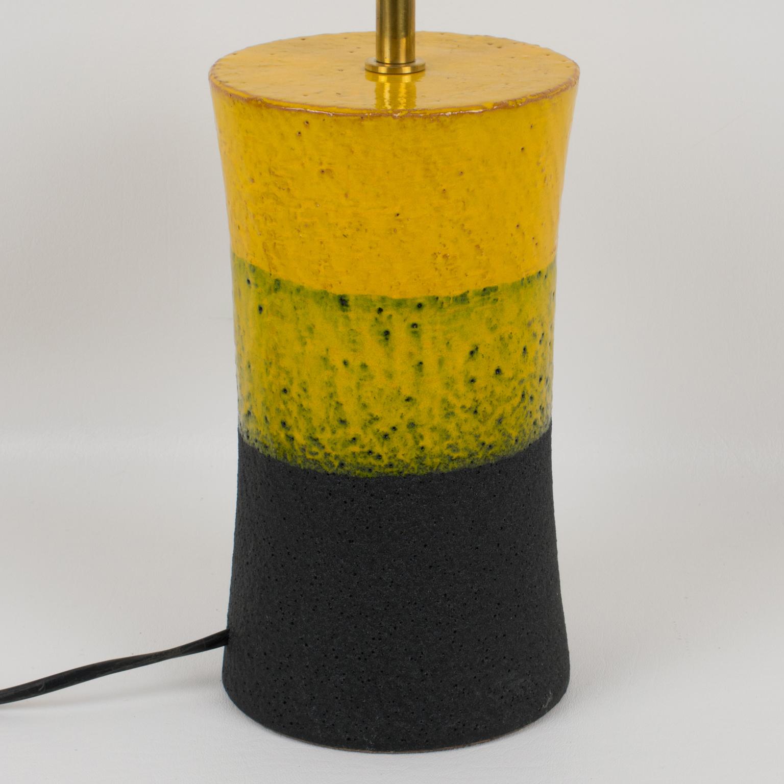 Aldo Londi for Bitossi Italy Mondrian Design Ceramic Table Lamp, 1960s In Excellent Condition In Atlanta, GA