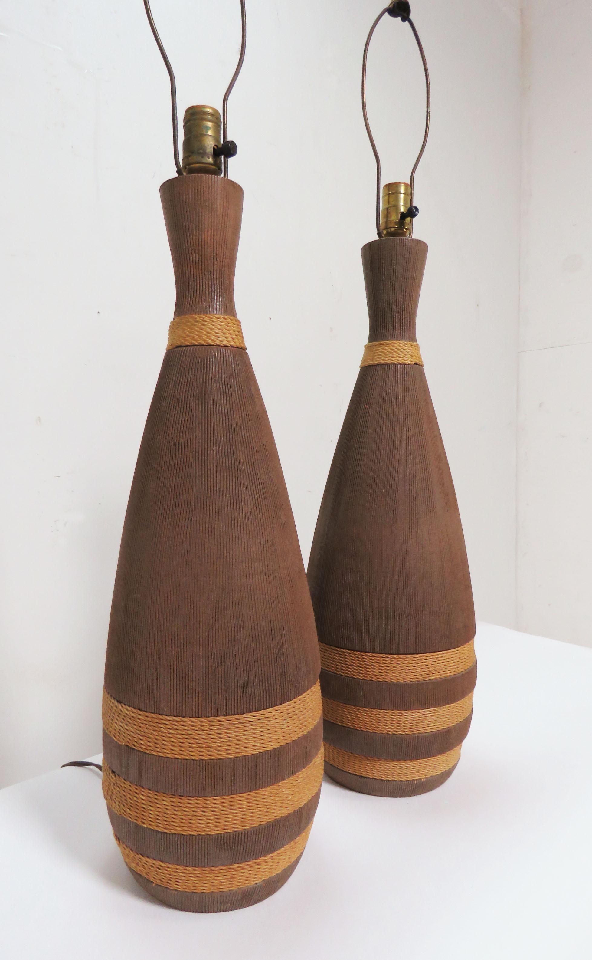 Mid-Century Modern Aldo Londi for Bitossi, Italy Pair of Table Lamps, circa 1960s