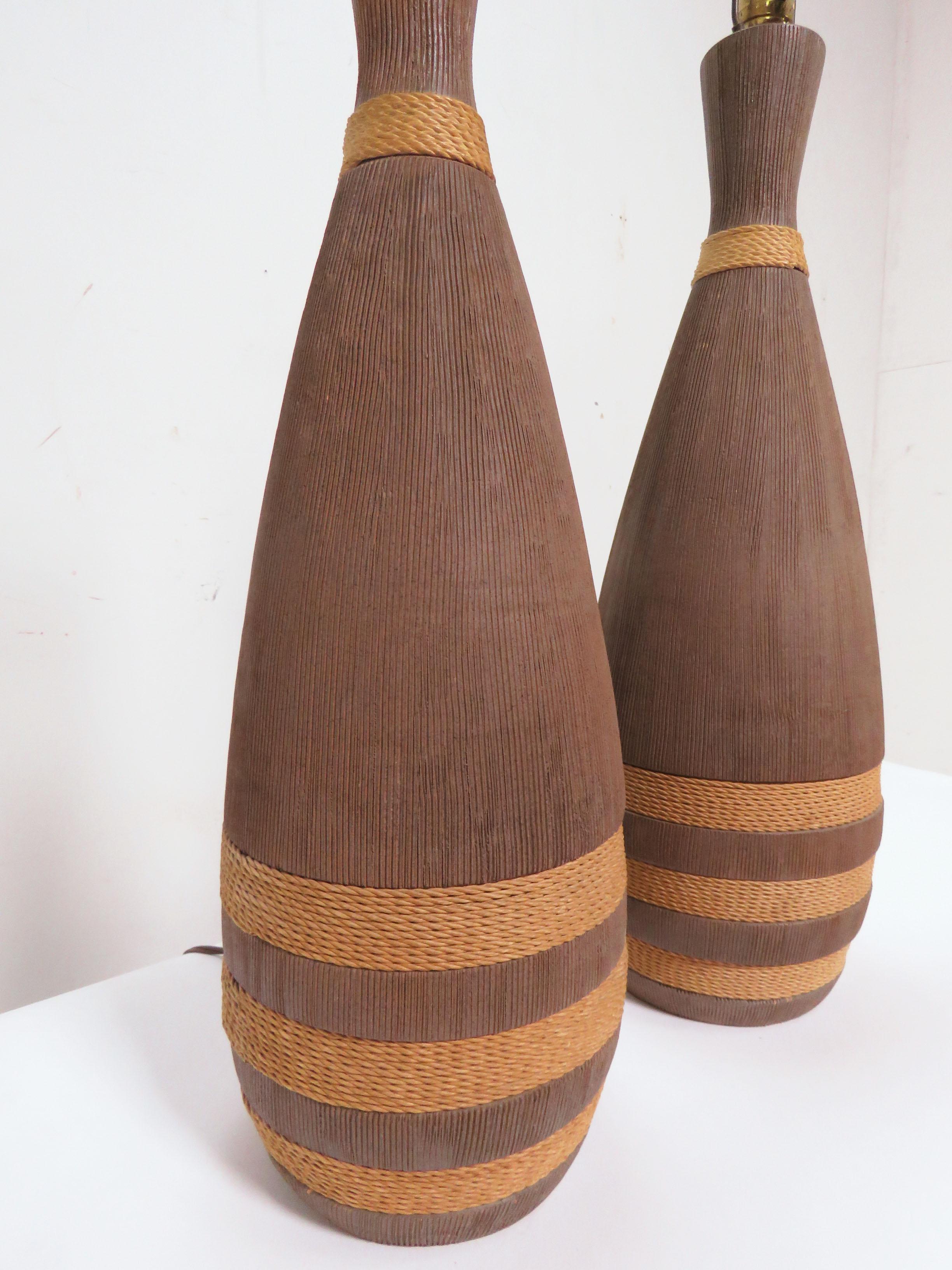 Italian Aldo Londi for Bitossi, Italy Pair of Table Lamps, circa 1960s For Sale