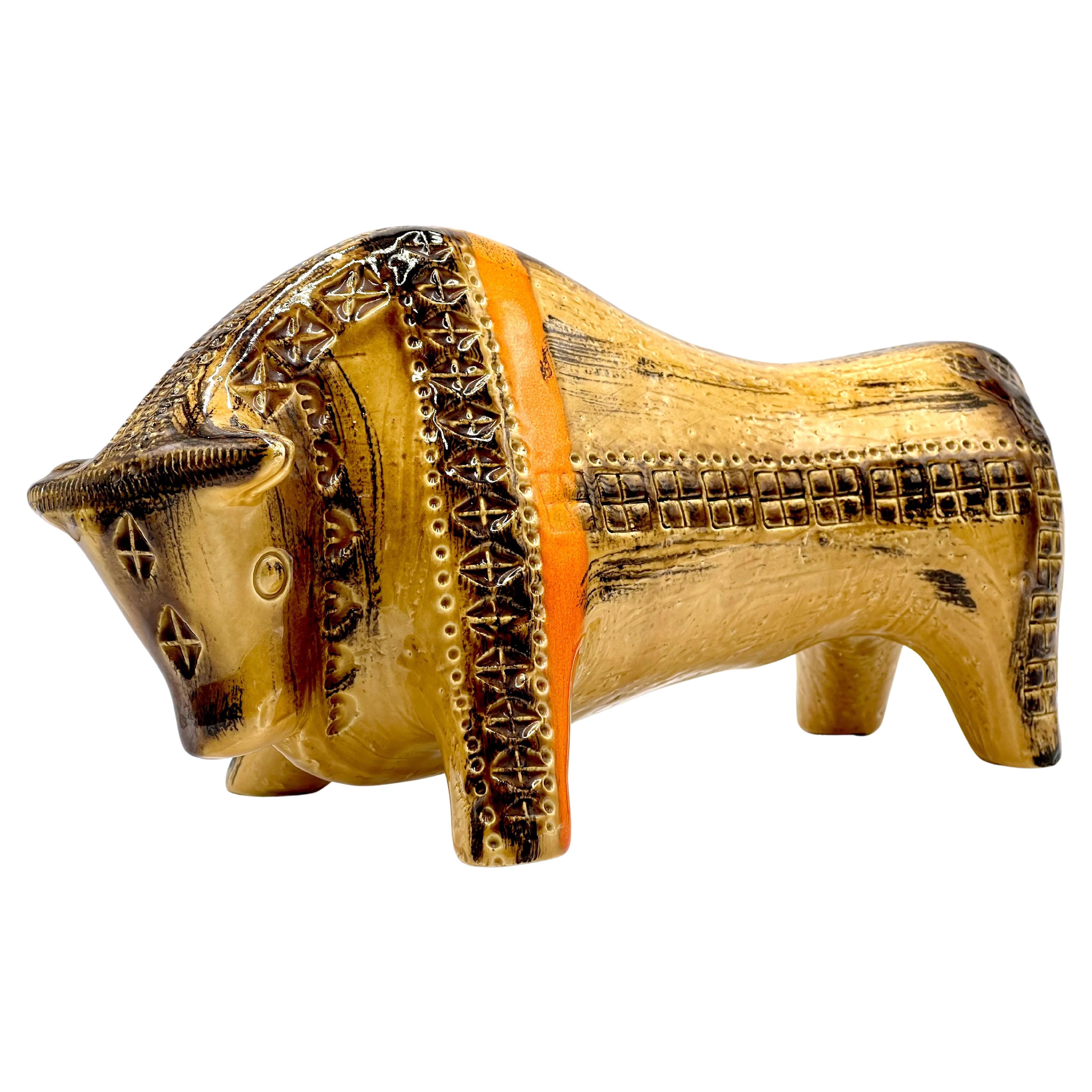 Aldo Londi for Bitossi (Italy) Vintage 1960s, 'Sahara' 13" Ceramic Bull