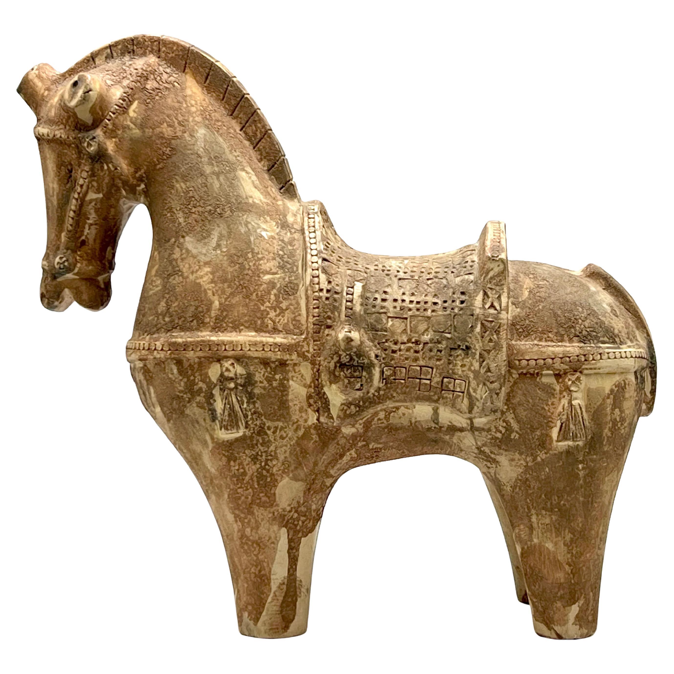 Aldo Londi for Bitossi (Italy) Vintage 1960s, 'Scavo' 15.5" XXL Ceramic Horse