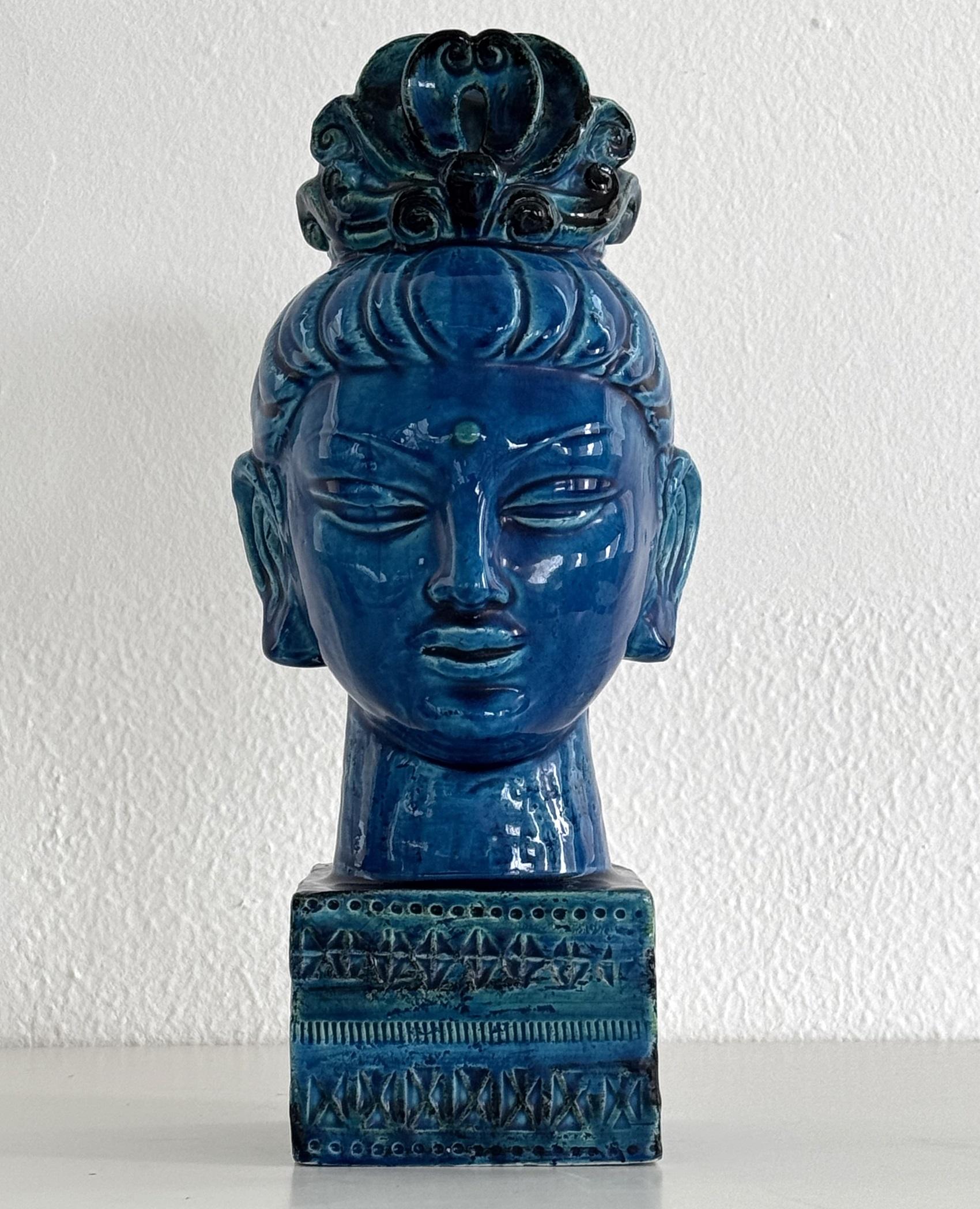 Buddha Rimini Blu von Aldo Londi für Bitossi Kwan Yin, Italien, 1970er Jahre im Angebot 5