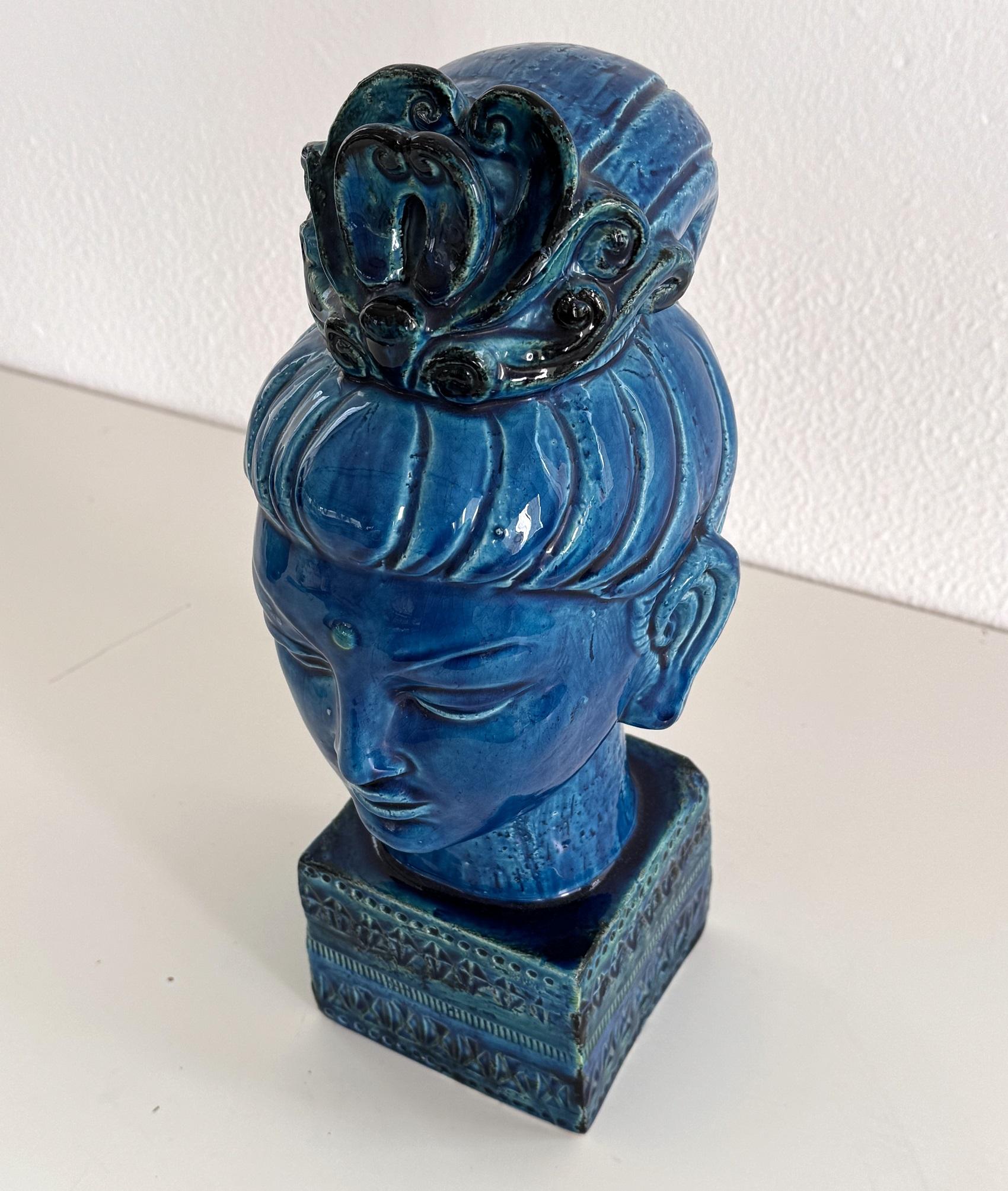 Buddha Rimini Blu von Aldo Londi für Bitossi Kwan Yin, Italien, 1970er Jahre im Angebot 6