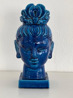 Aldo Londi for Bitossi Kwan Yin Buddha Rimini Blu, Italy, 1970s