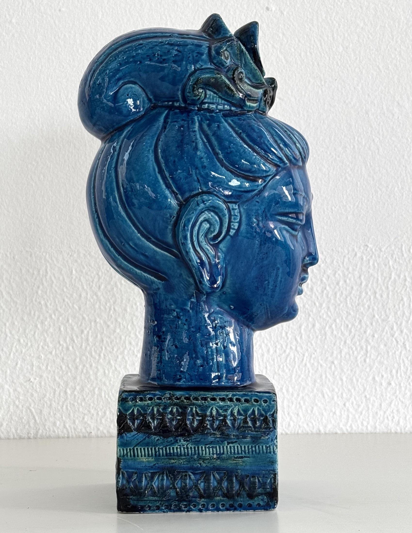 Buddha Rimini Blu von Aldo Londi für Bitossi Kwan Yin, Italien, 1970er Jahre (Italienisch) im Angebot