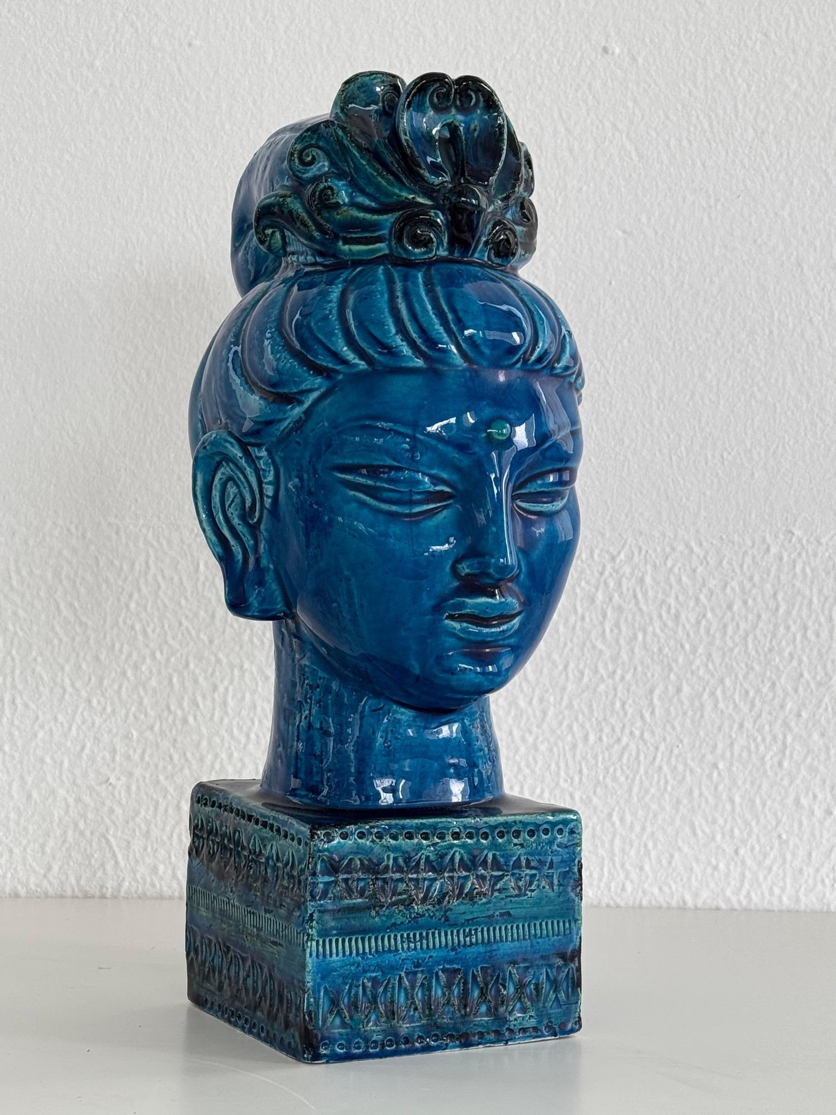 Buddha Rimini Blu von Aldo Londi für Bitossi Kwan Yin, Italien, 1970er Jahre (Handgefertigt) im Angebot