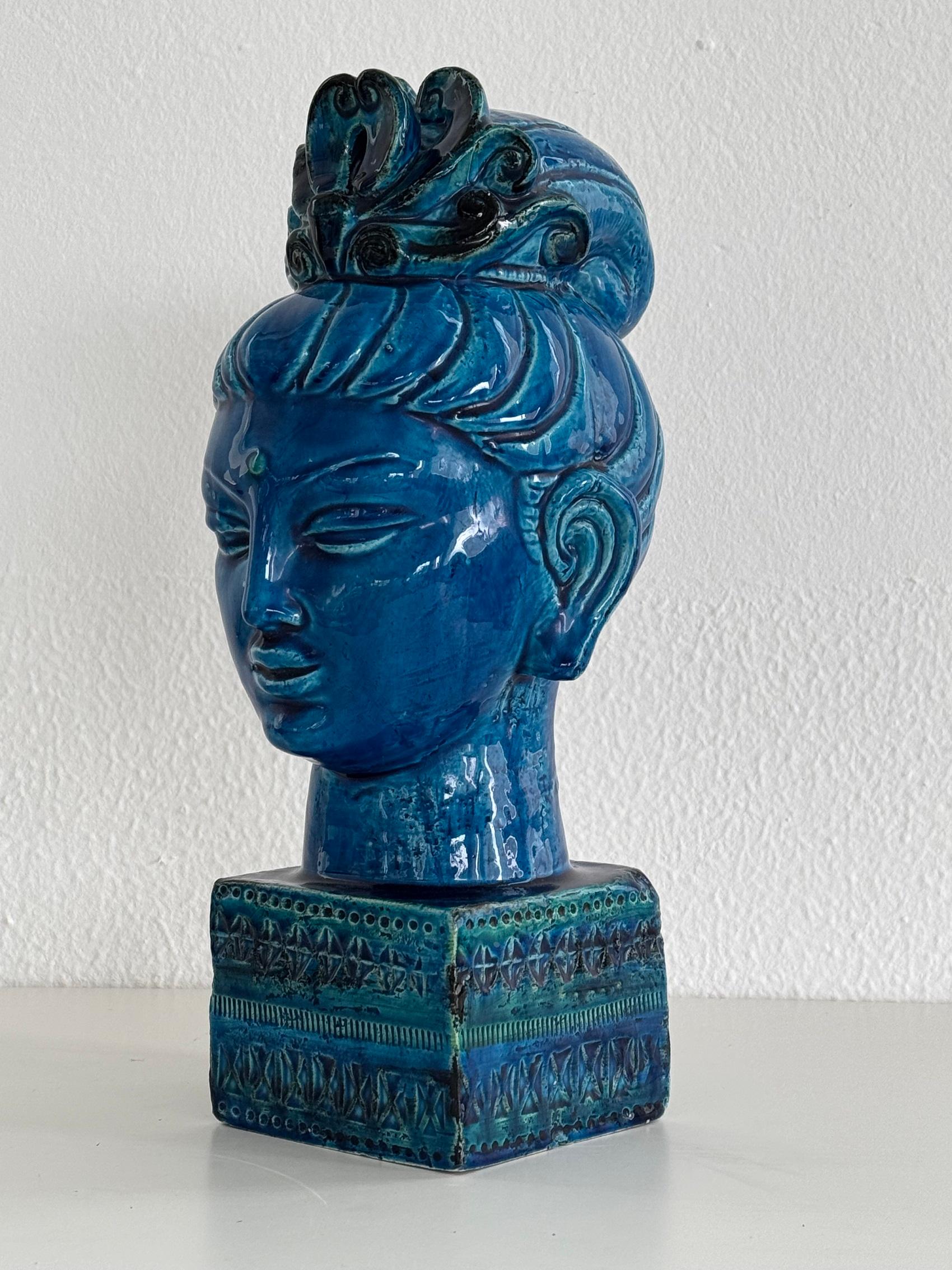 Buddha Rimini Blu von Aldo Londi für Bitossi Kwan Yin, Italien, 1970er Jahre im Zustand „Gut“ im Angebot in Morazzone, Varese