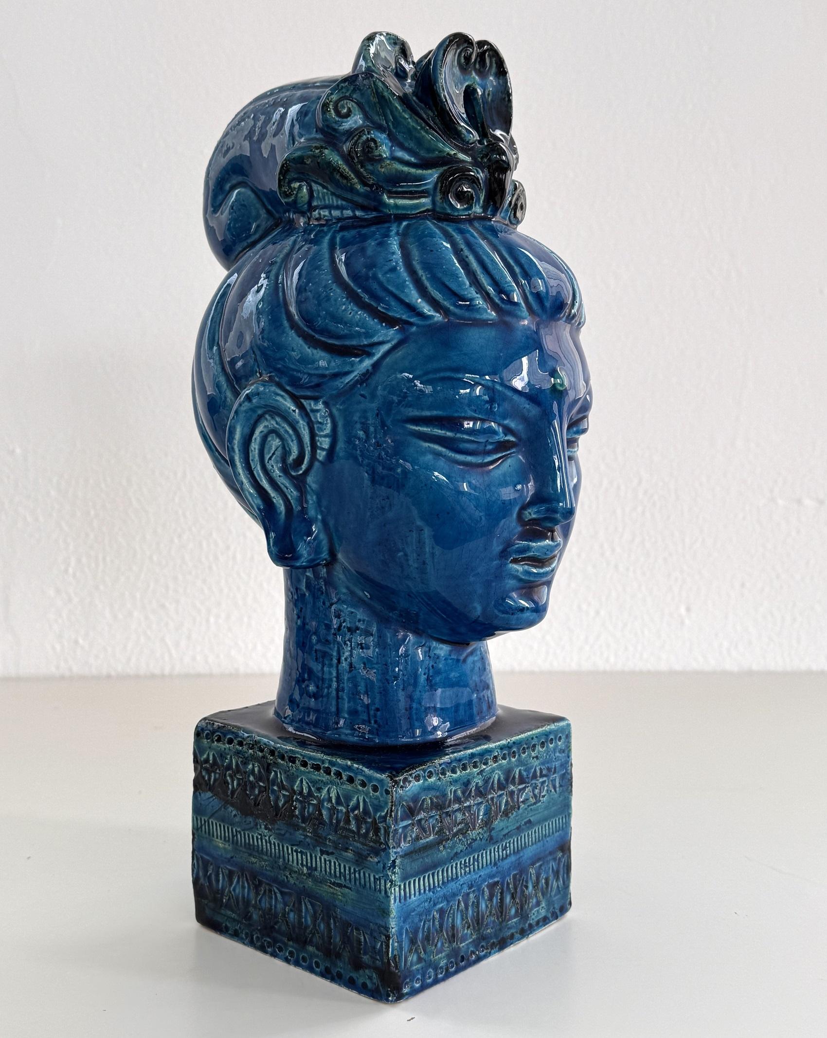 Buddha Rimini Blu von Aldo Londi für Bitossi Kwan Yin, Italien, 1970er Jahre (Keramik) im Angebot