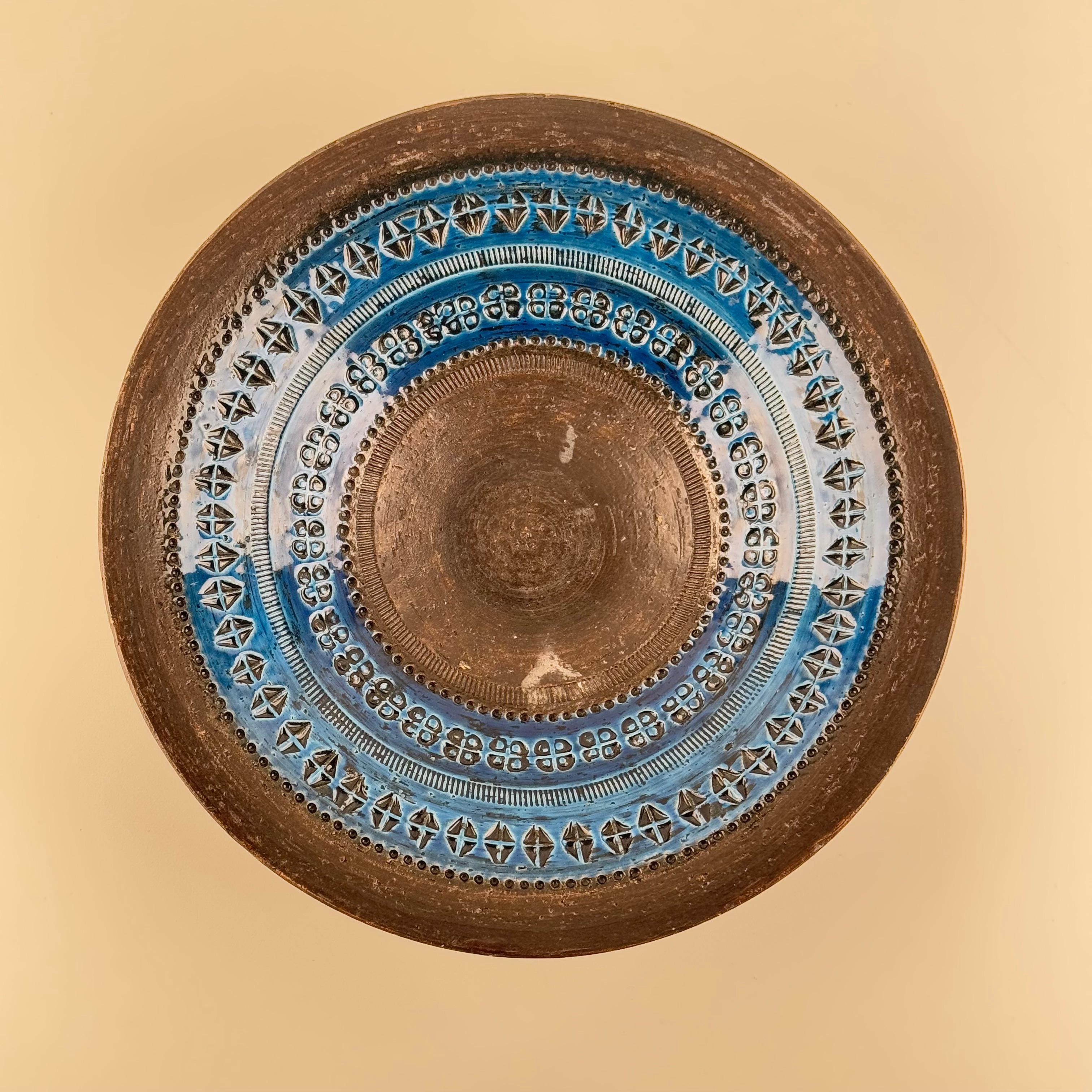 Mid-Century Modern Aldo Londi for Bitossi, Large Centerpiece Bowl, Rimini Blue Series, 1970s en vente